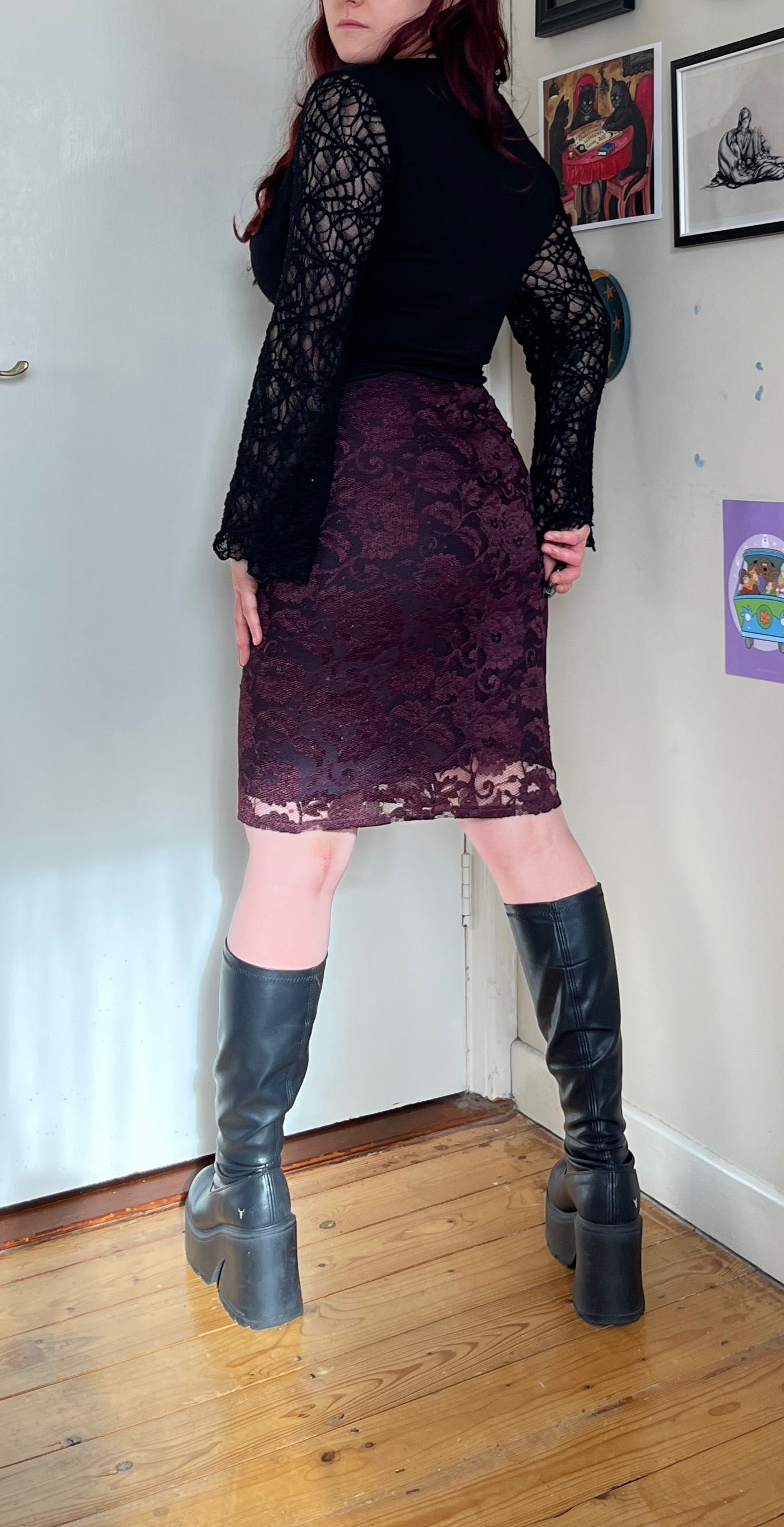Purple Lace Skirt UK 10/12