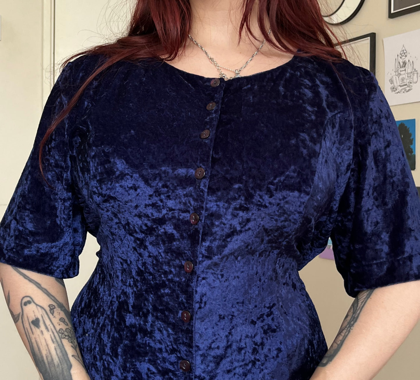 Blue Velvet Dress UK 16