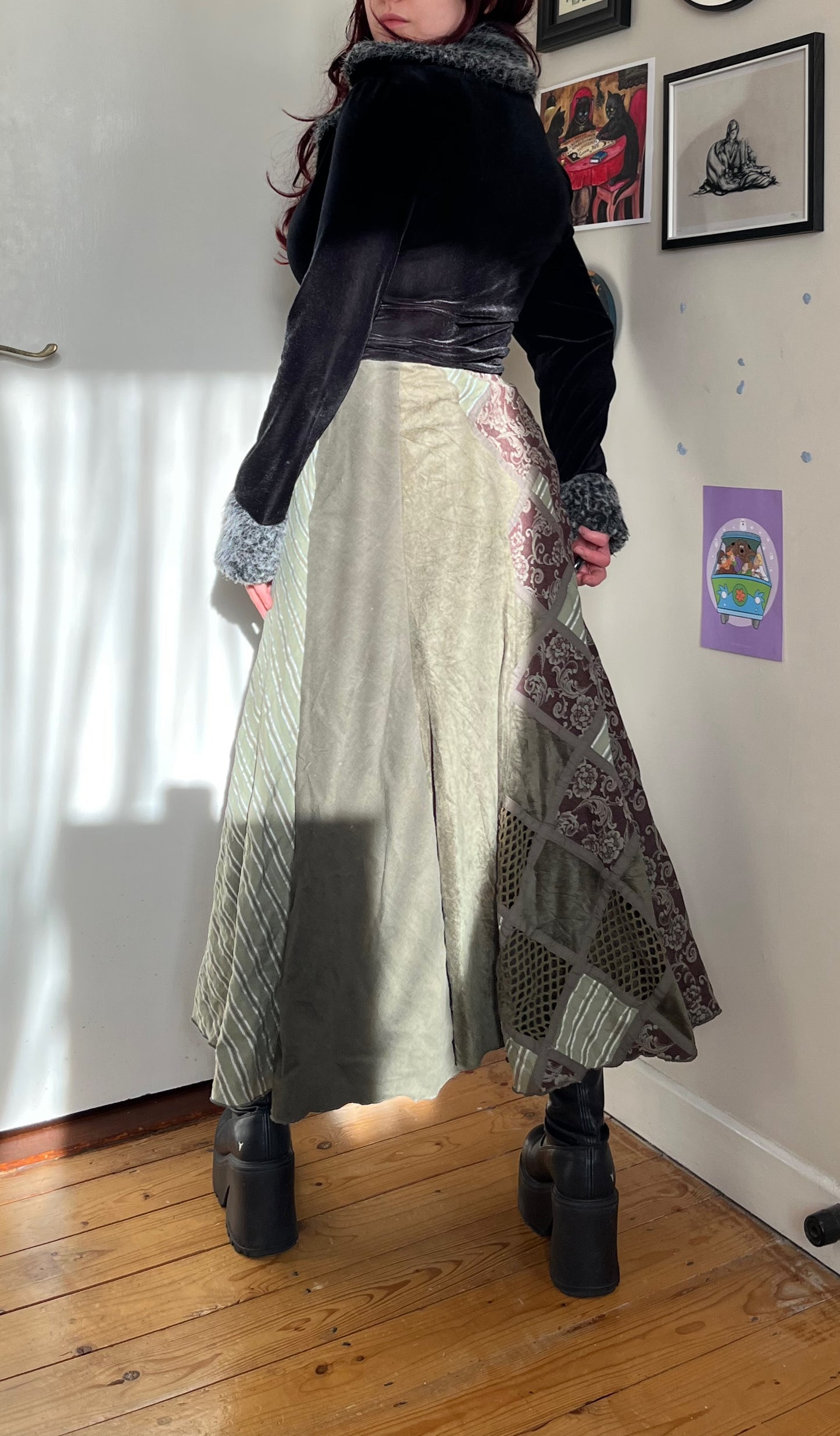 Patchwork Green Skirt - UK 14