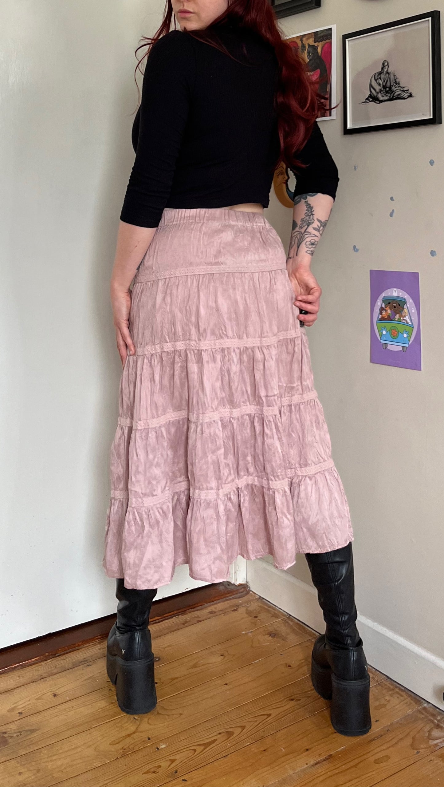 Pink Tiered Skirt UK 10-14