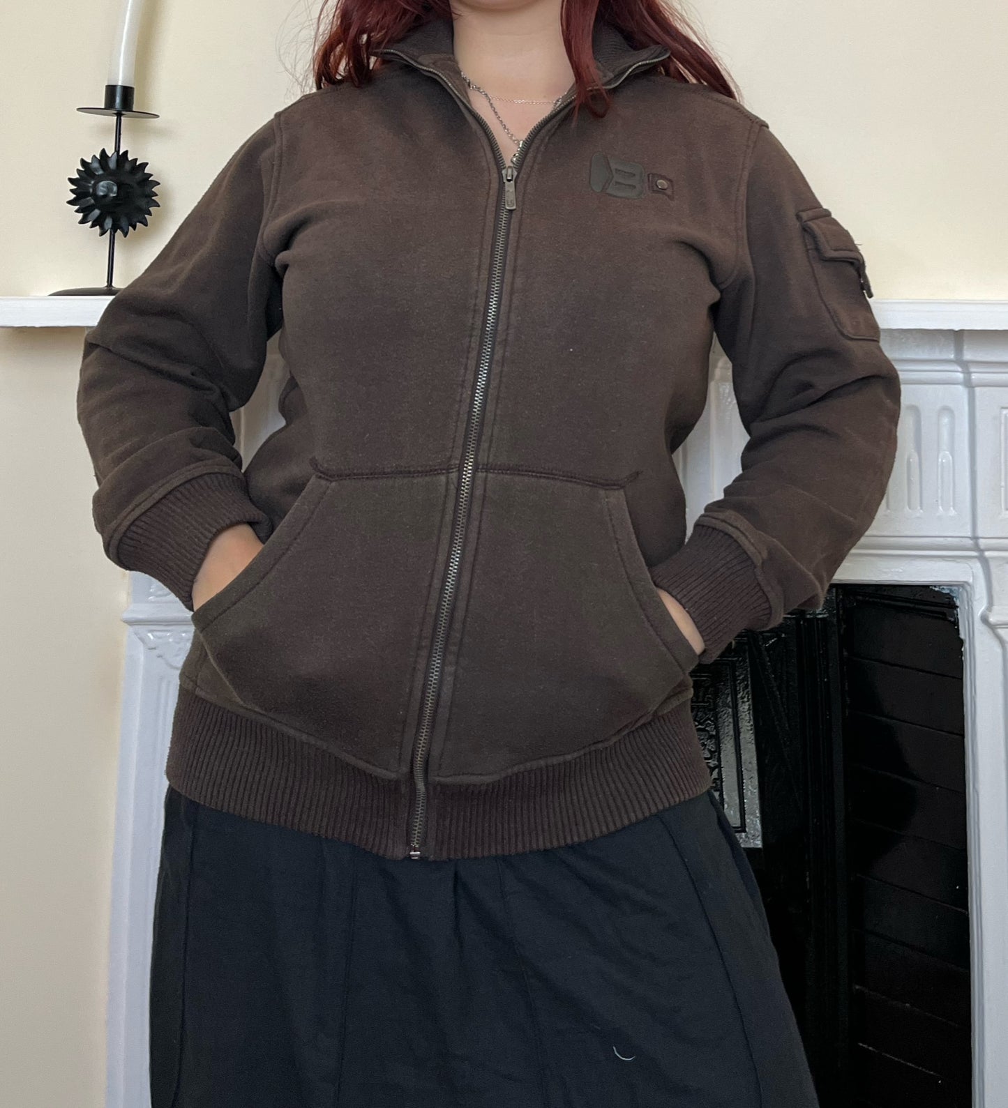 Brown Zip Up Jumper M