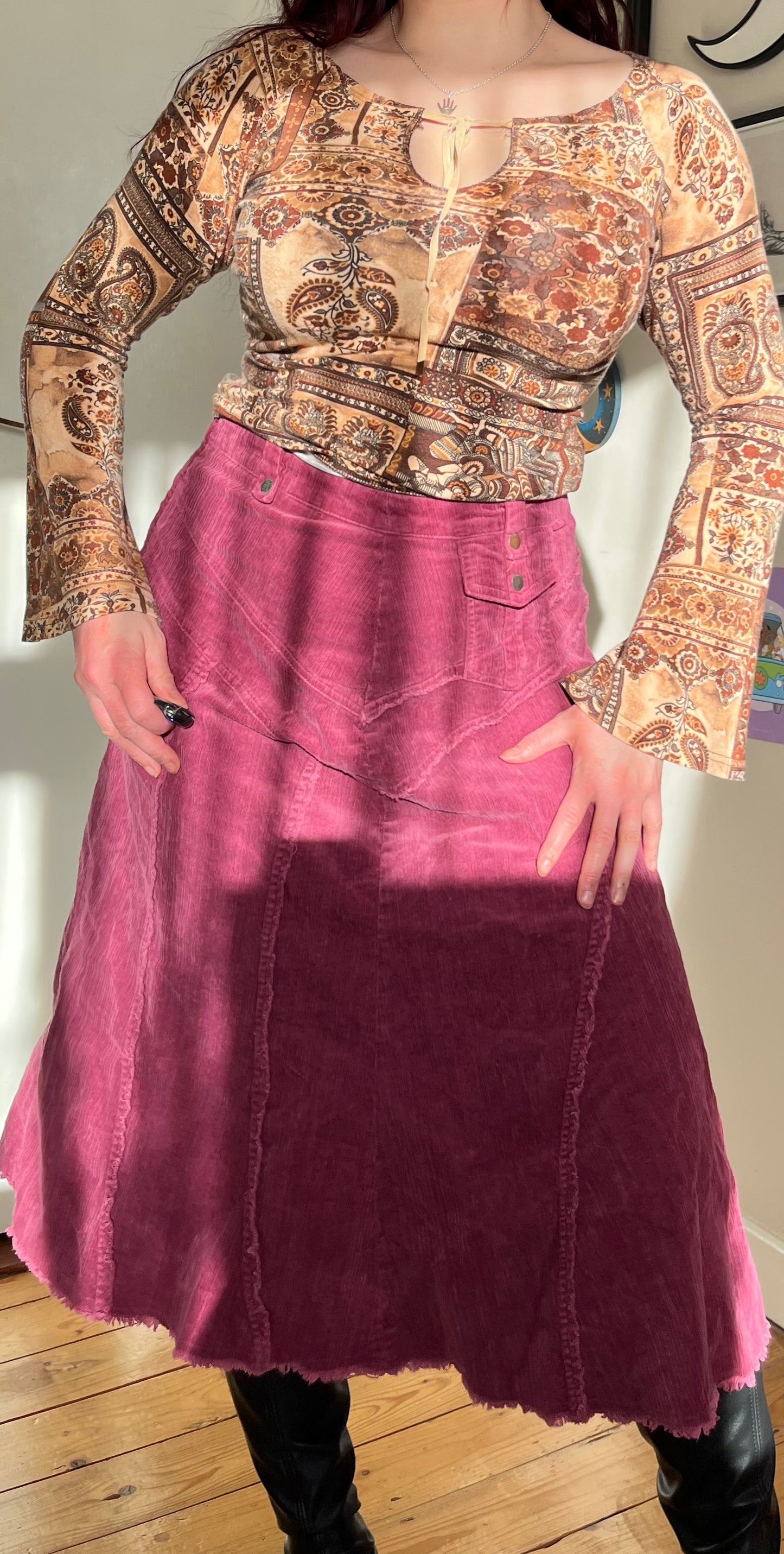 Pink Corduroy Skirt - UK 12-14