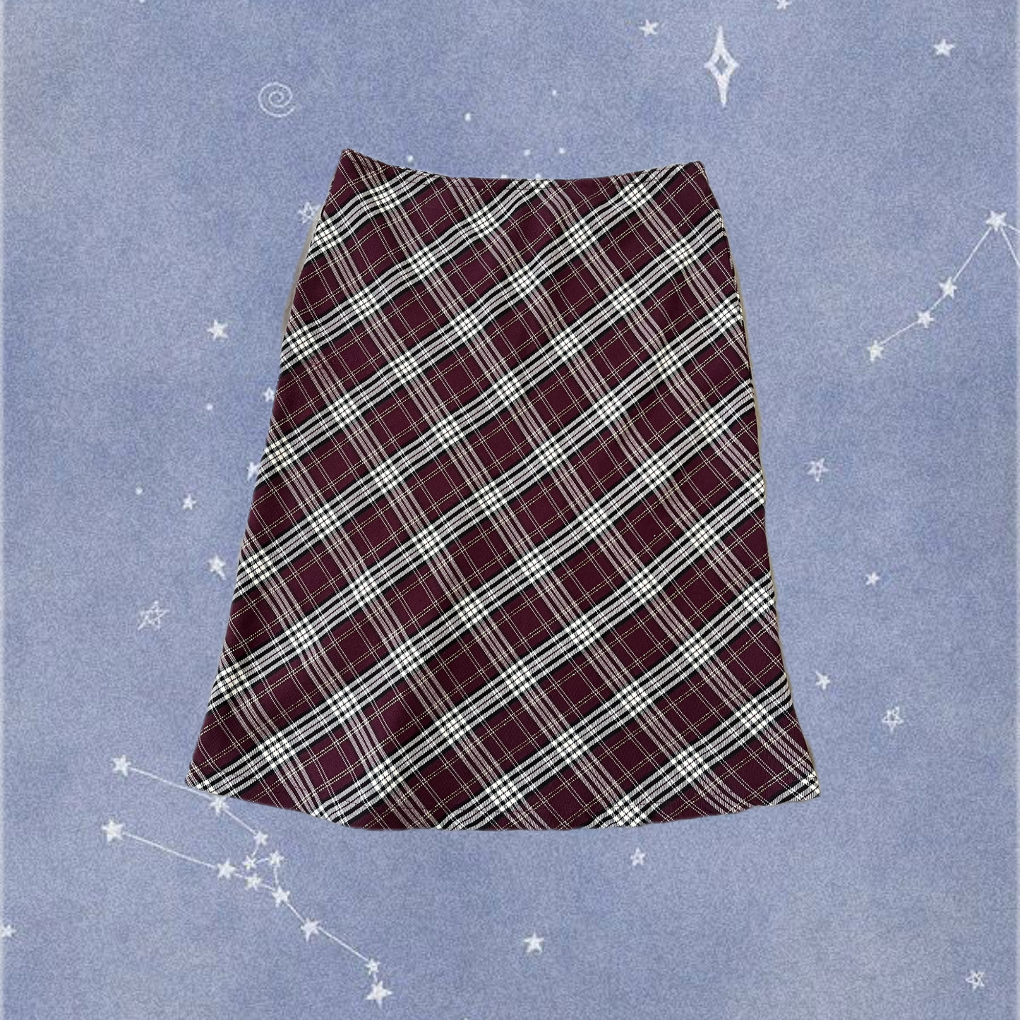 Burgundy Plaid Skirt UK 10