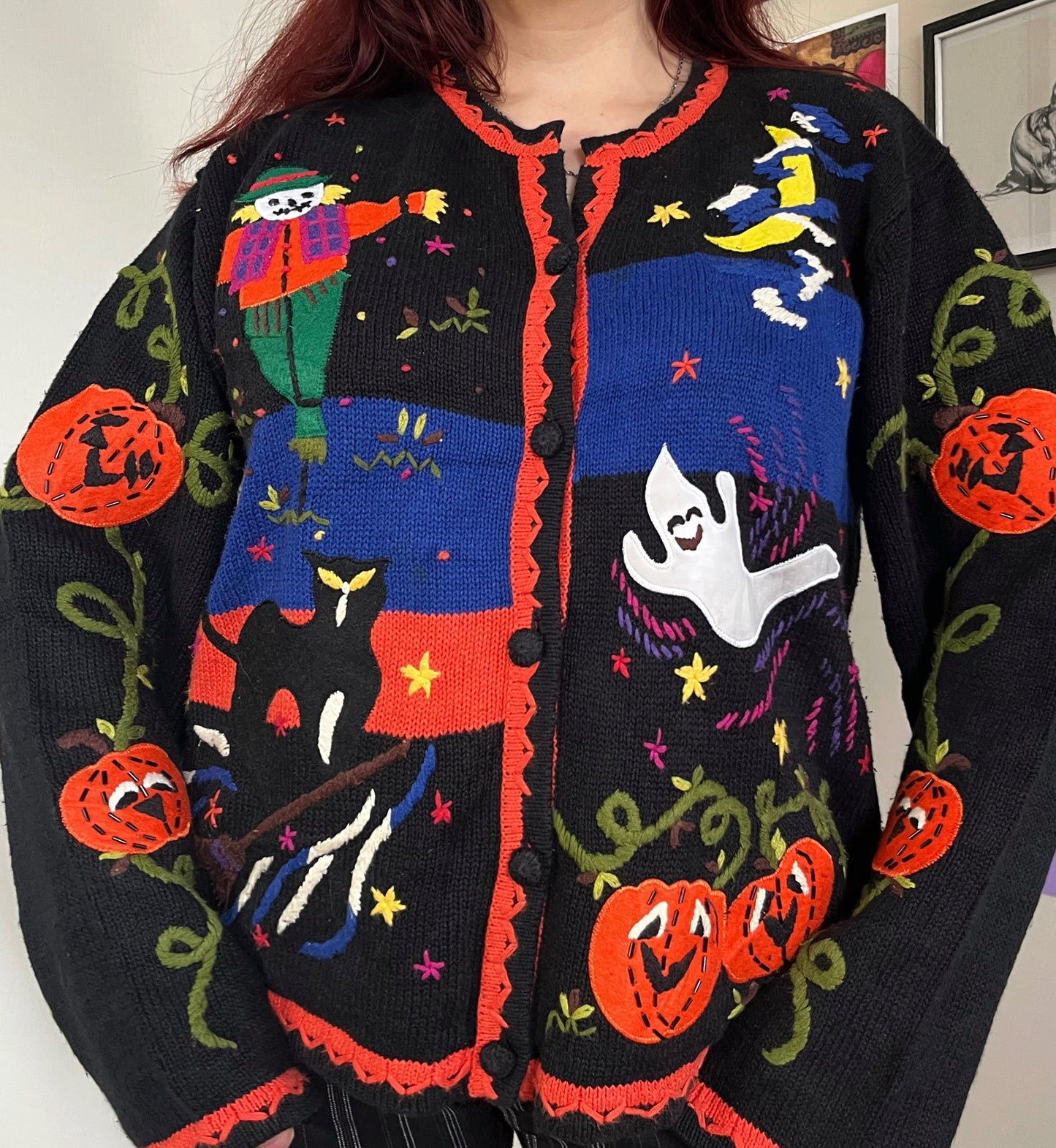 Halloween Hauntings 1990s Halloween Cardigan L/XL