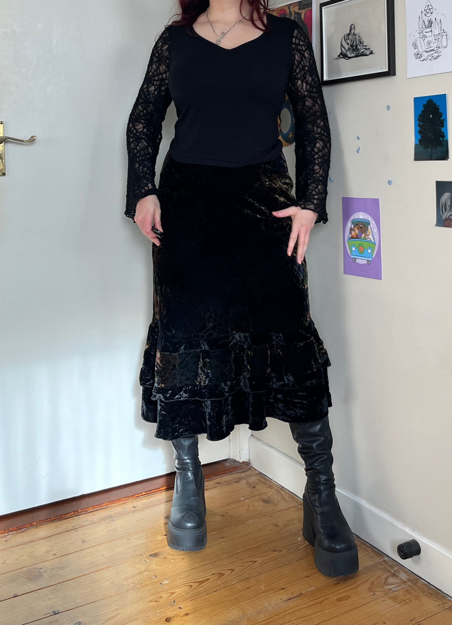 Velvet Floral Skirt UK 6-12
