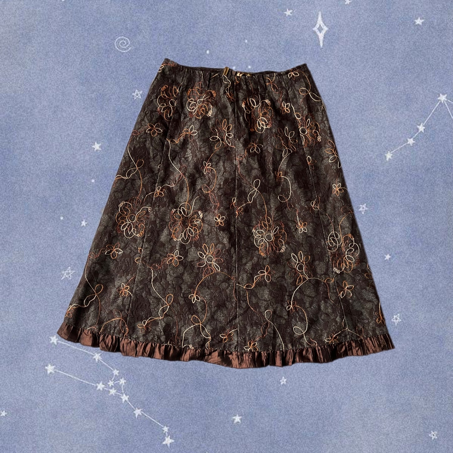 Brown Lacey Midi Skirt - UK 8