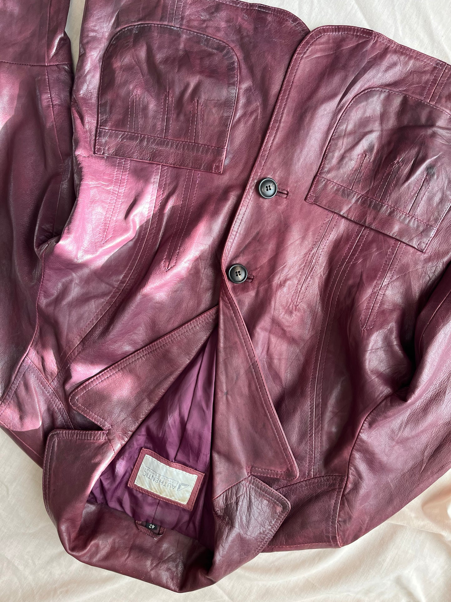 Purple Leather Jacket - Size M