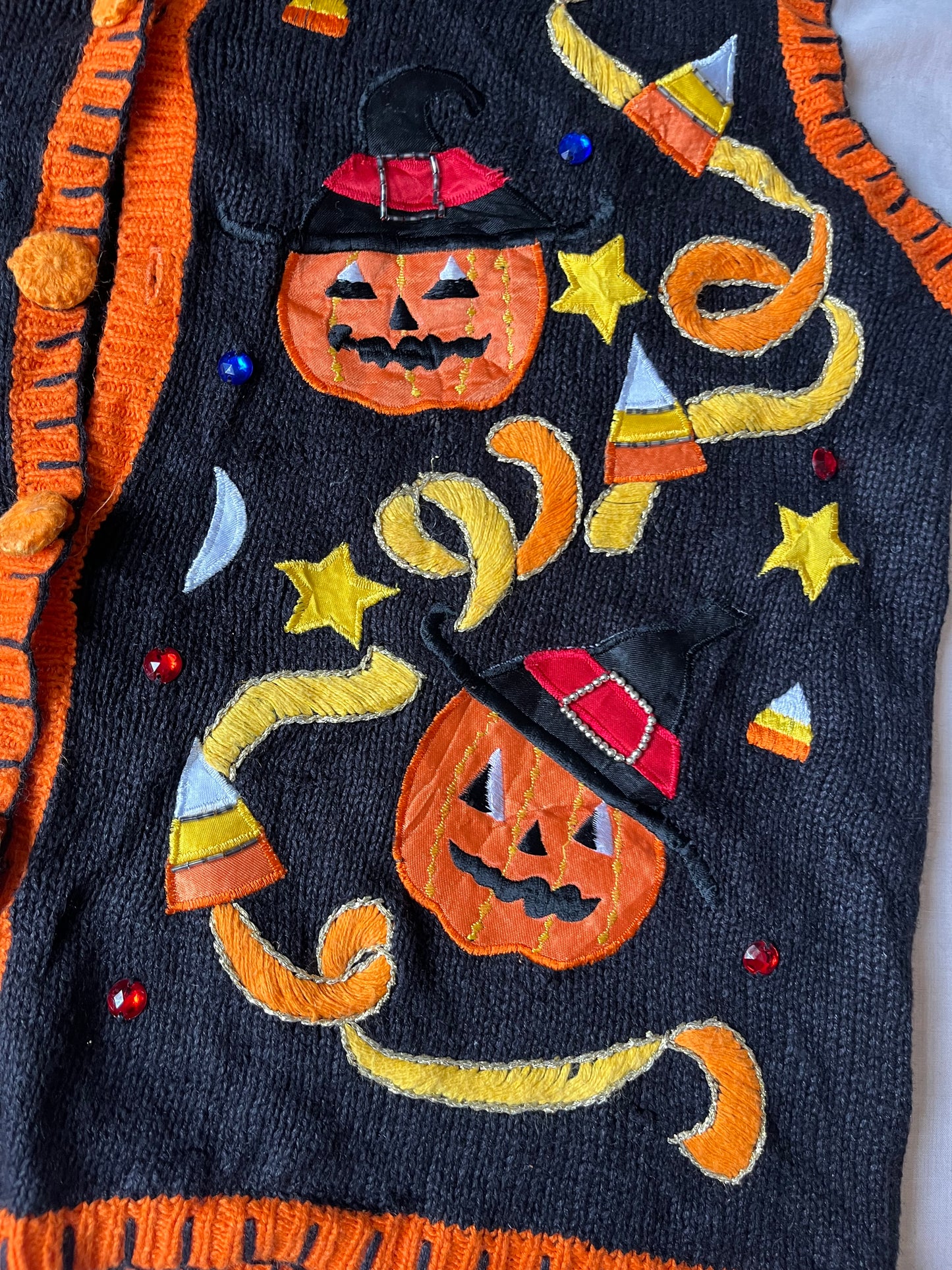 All Hallows 1990s Halloween Sweater Vest L