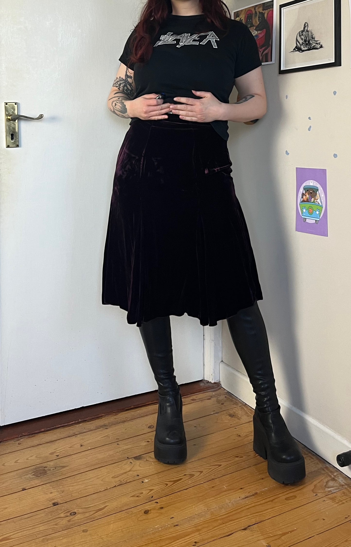 Purple Velvet Skirt UK 10
