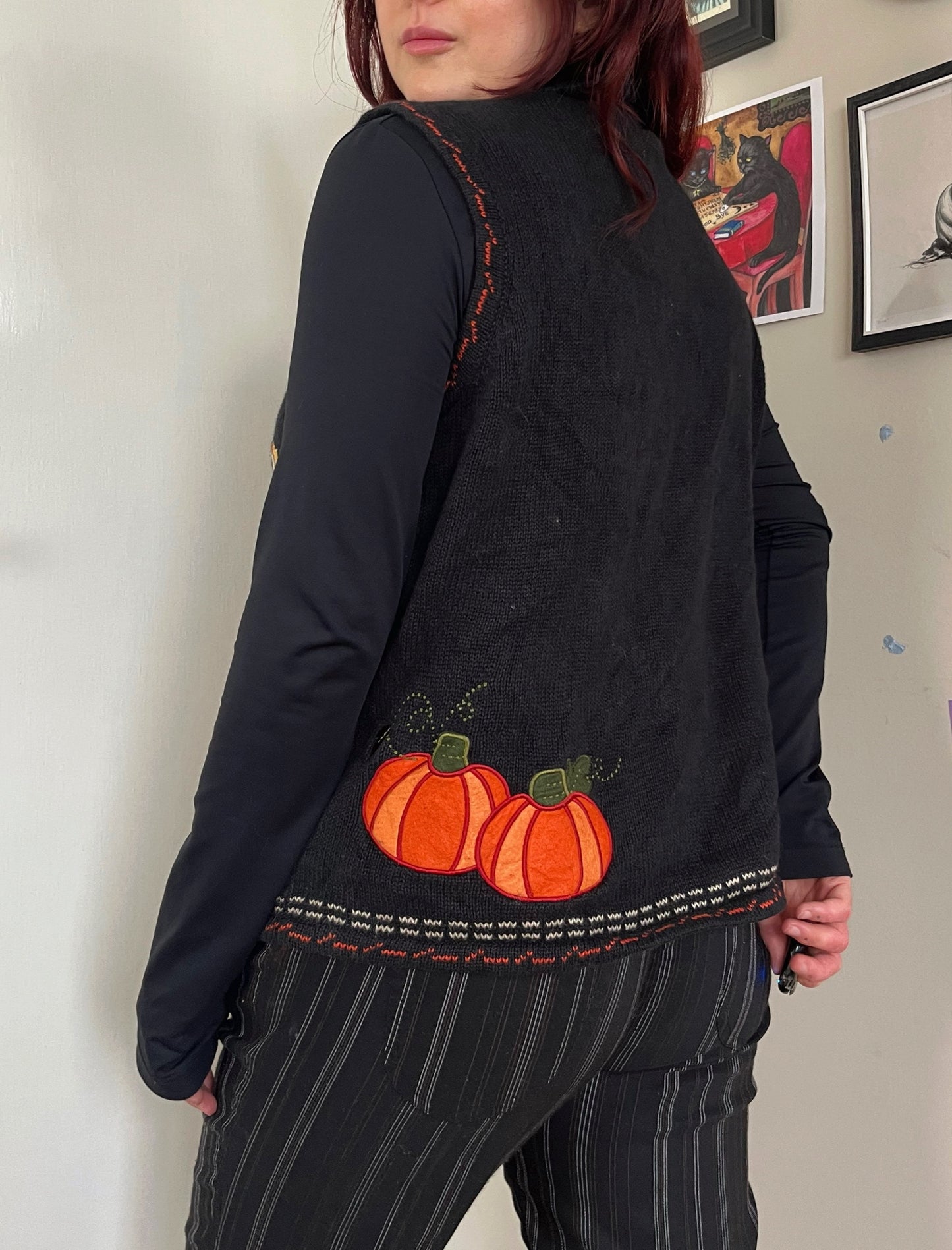 Autumn Breeze 1990s Halloween Sweater Vest L