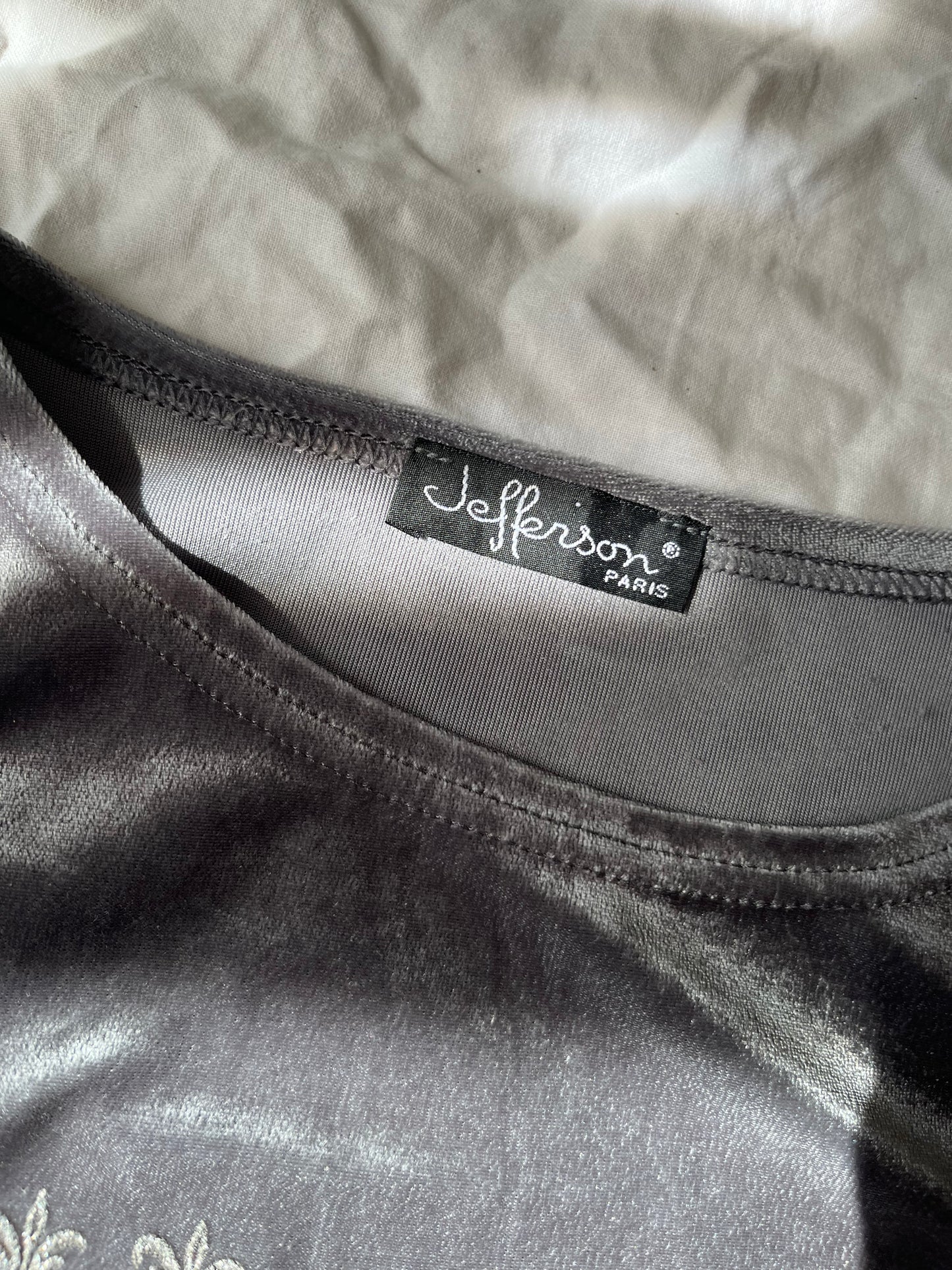 Silver Velvet Top UK 12