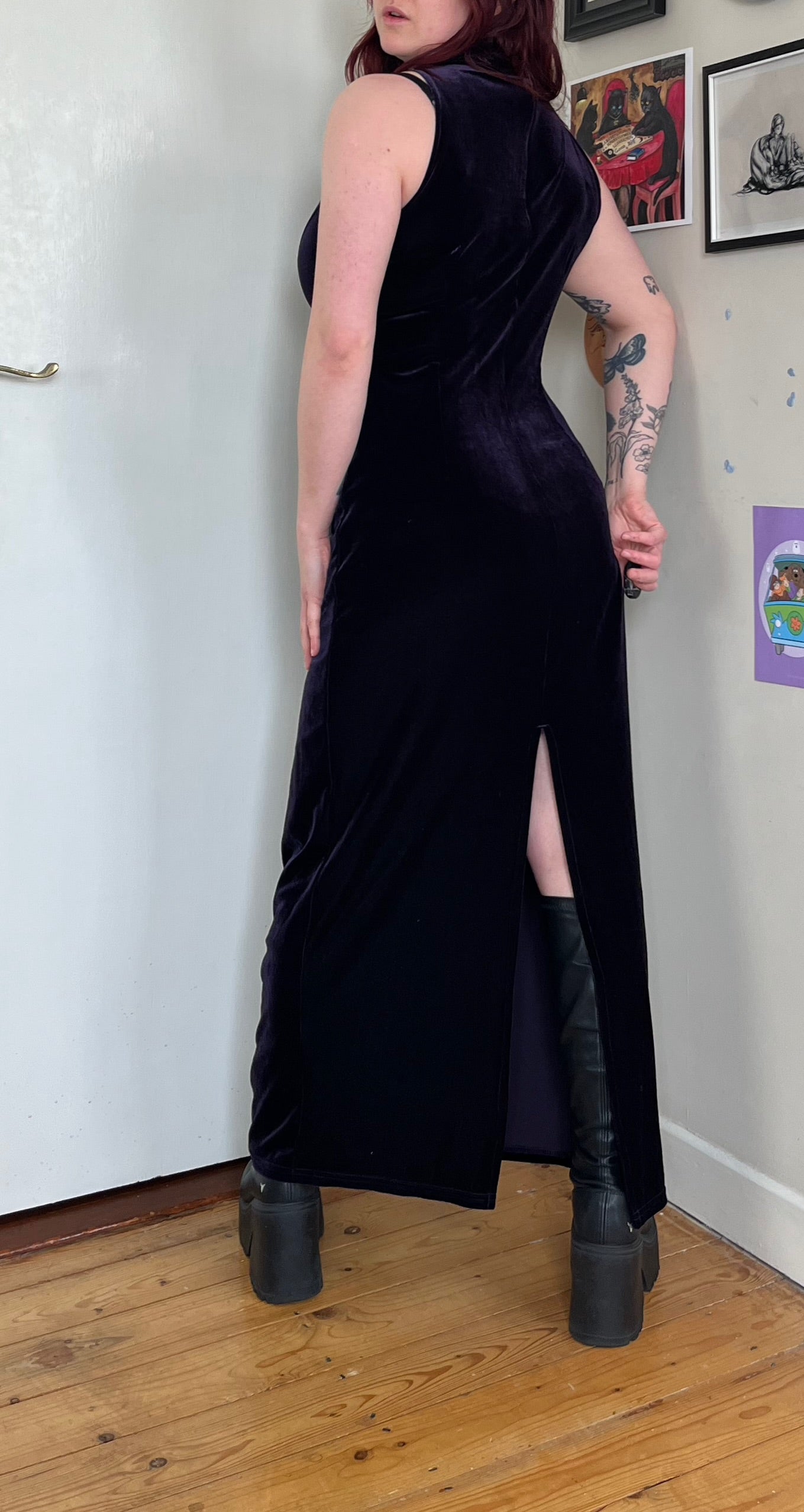 Purple Velvet Dress UK 14