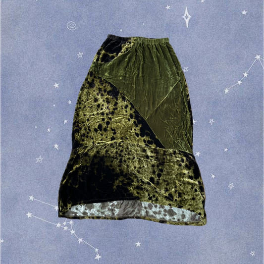 Green Velvet Skirt UK 8-12