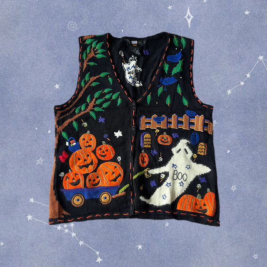 Pumpkin Patch 1990s Halloween Sweater Vest M