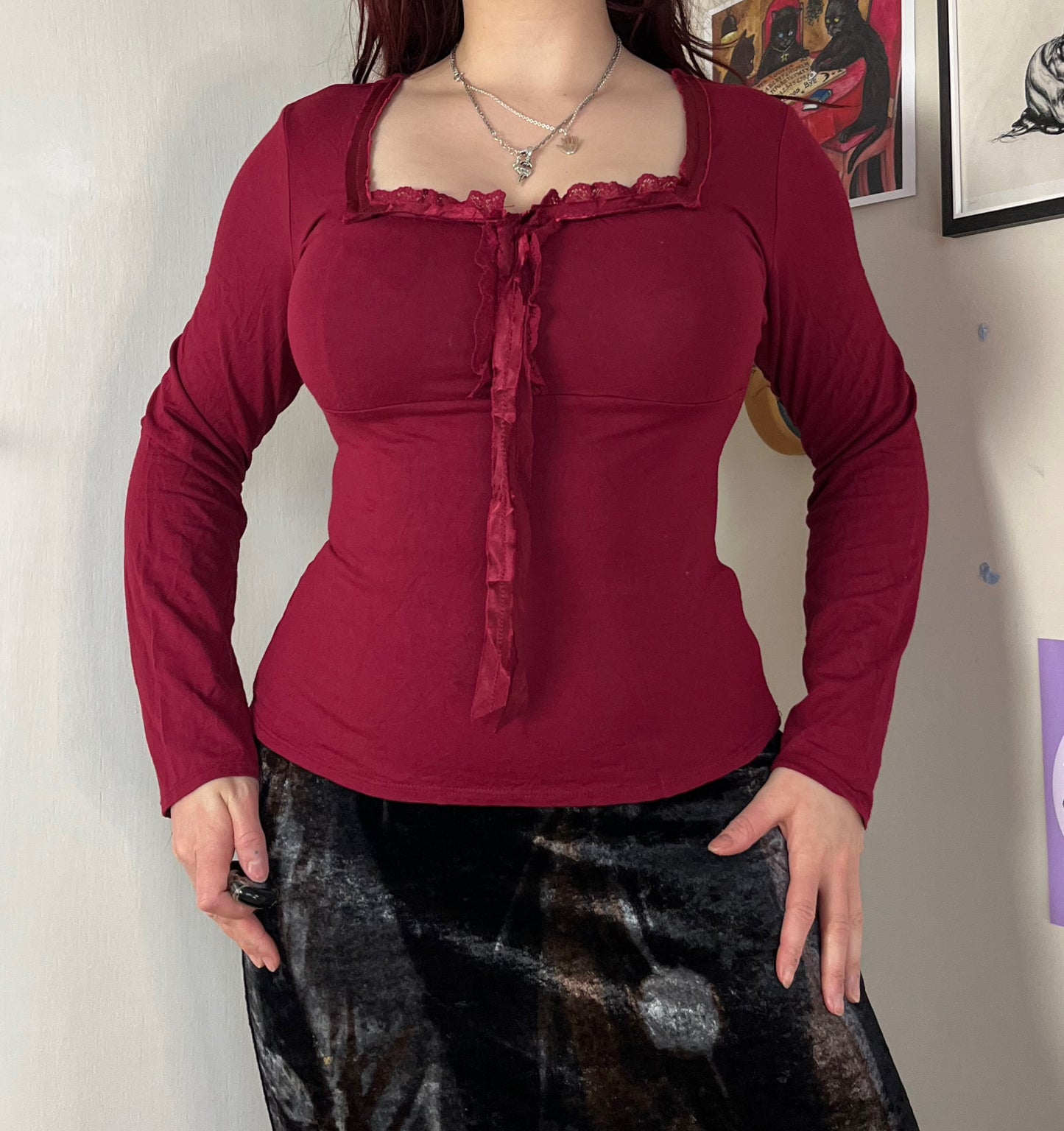 Square Neck Red Top UK 10