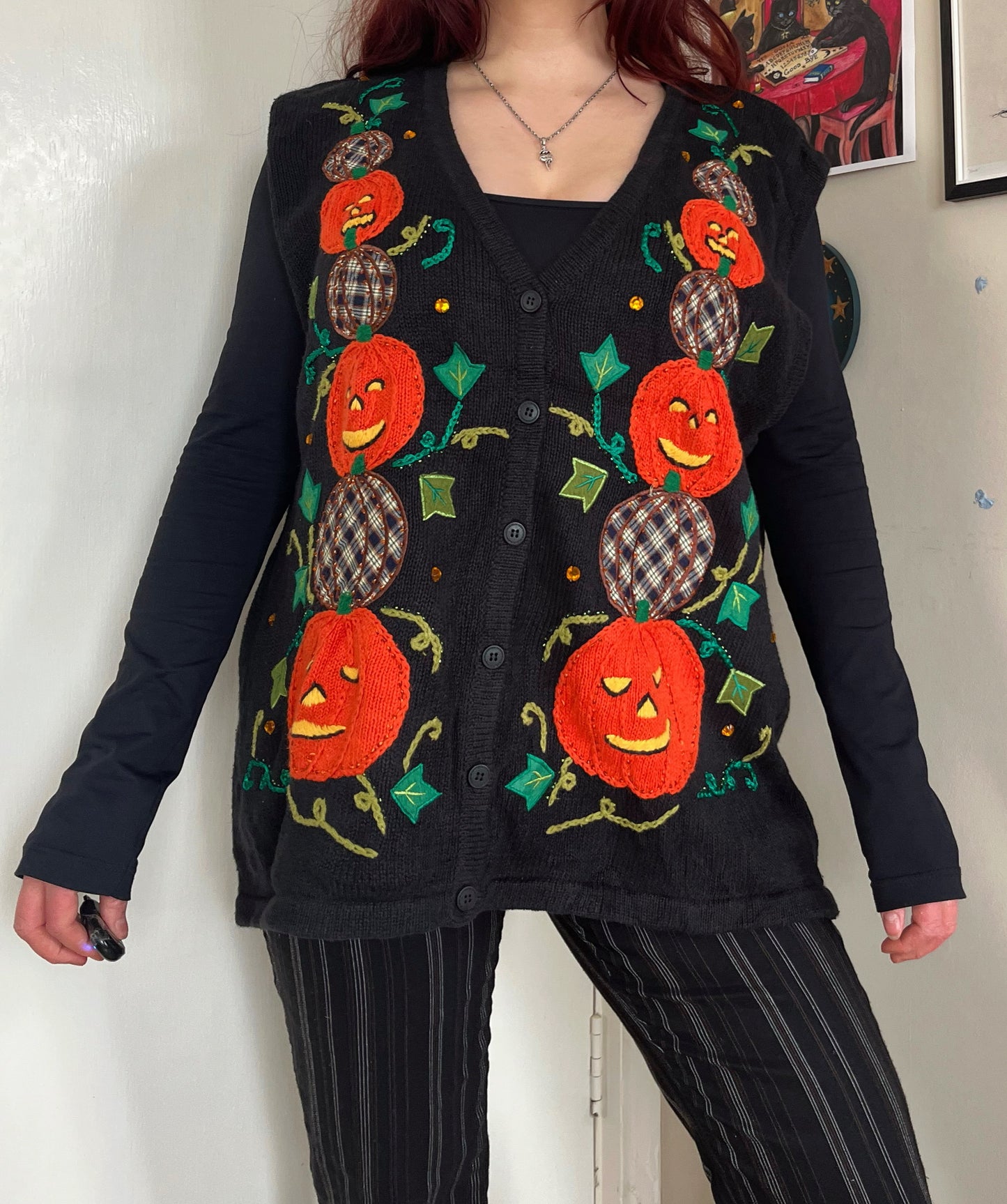 Pumpkin Patch 1990s Halloween Sweater Vest XXL