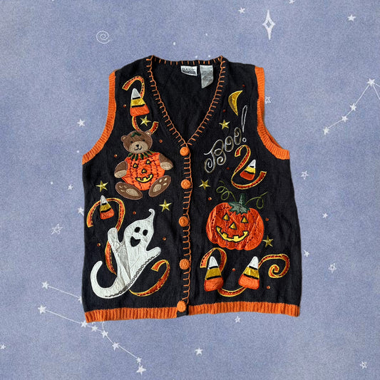 Hocus Pocus 1990s Halloween Sweater Vest M
