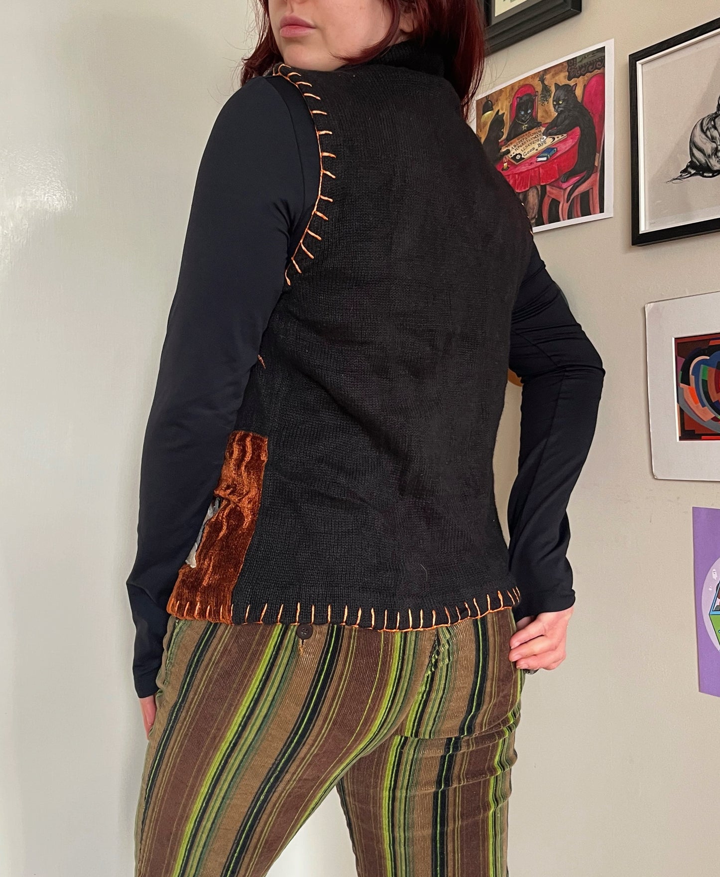 Haunted House 1990s Halloween Sweater Vest S-M