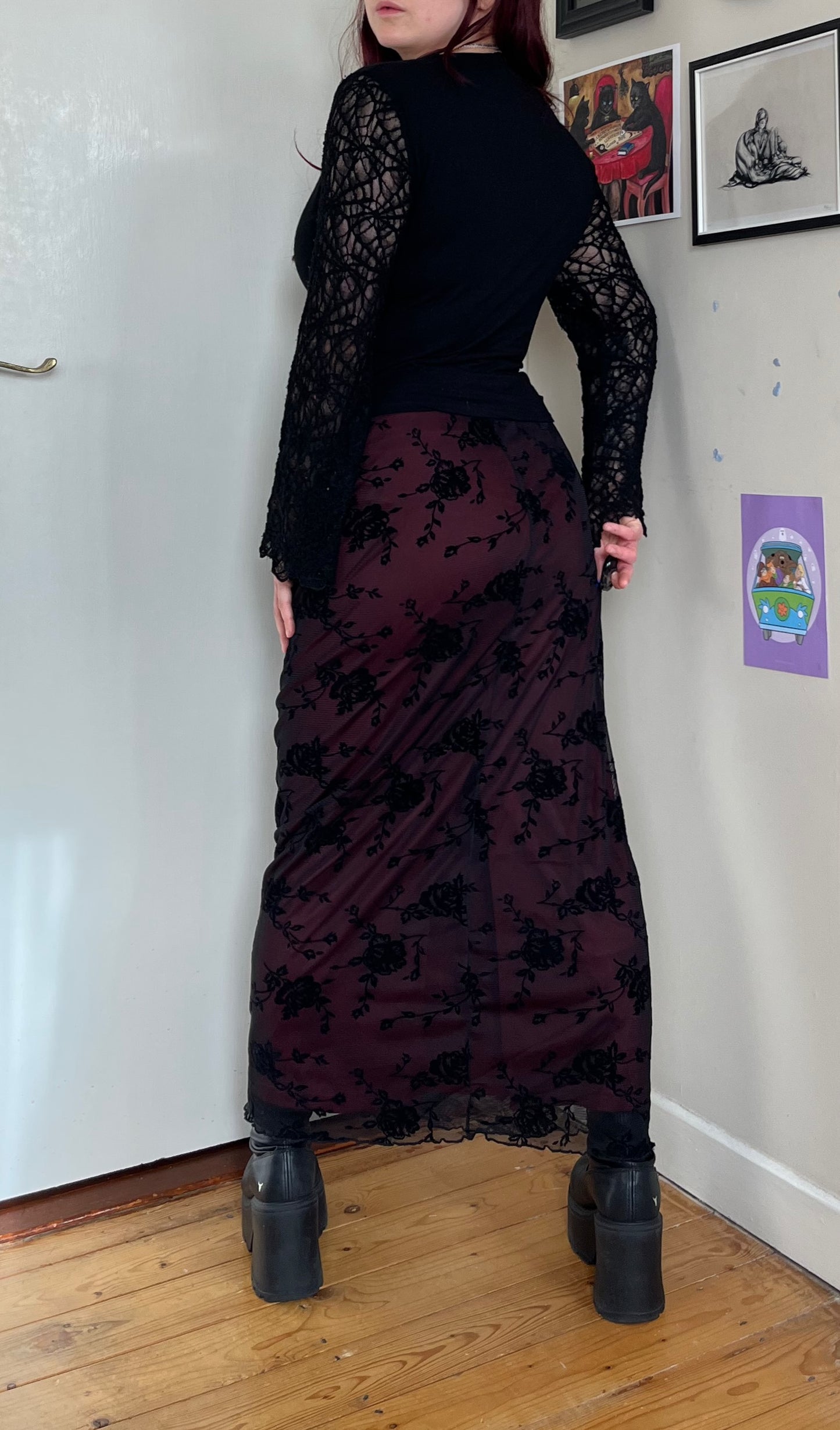 Burnout Velvet Maxi Skirt UK 6-10