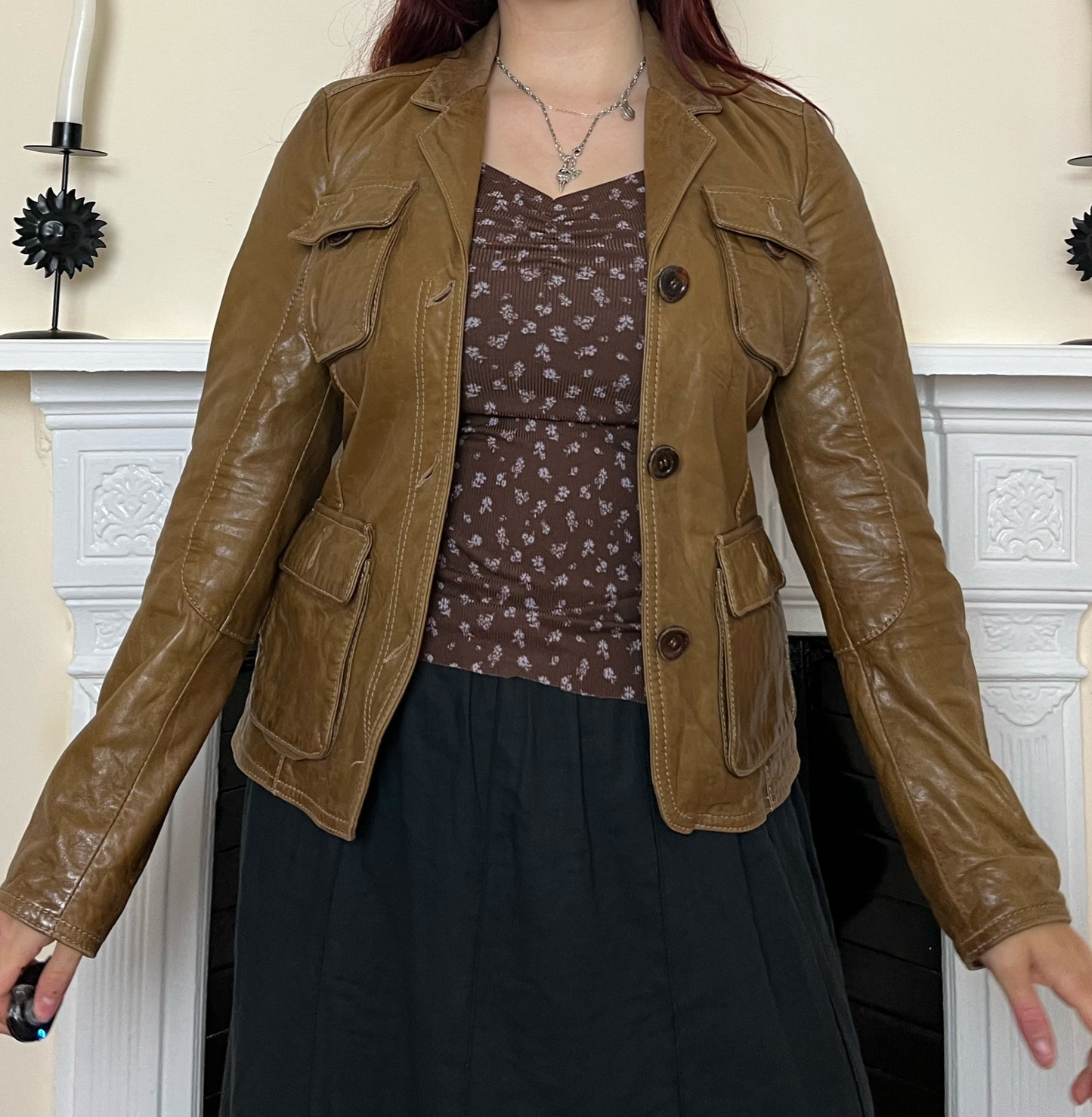 Brown Leather Jacket UK 8-10