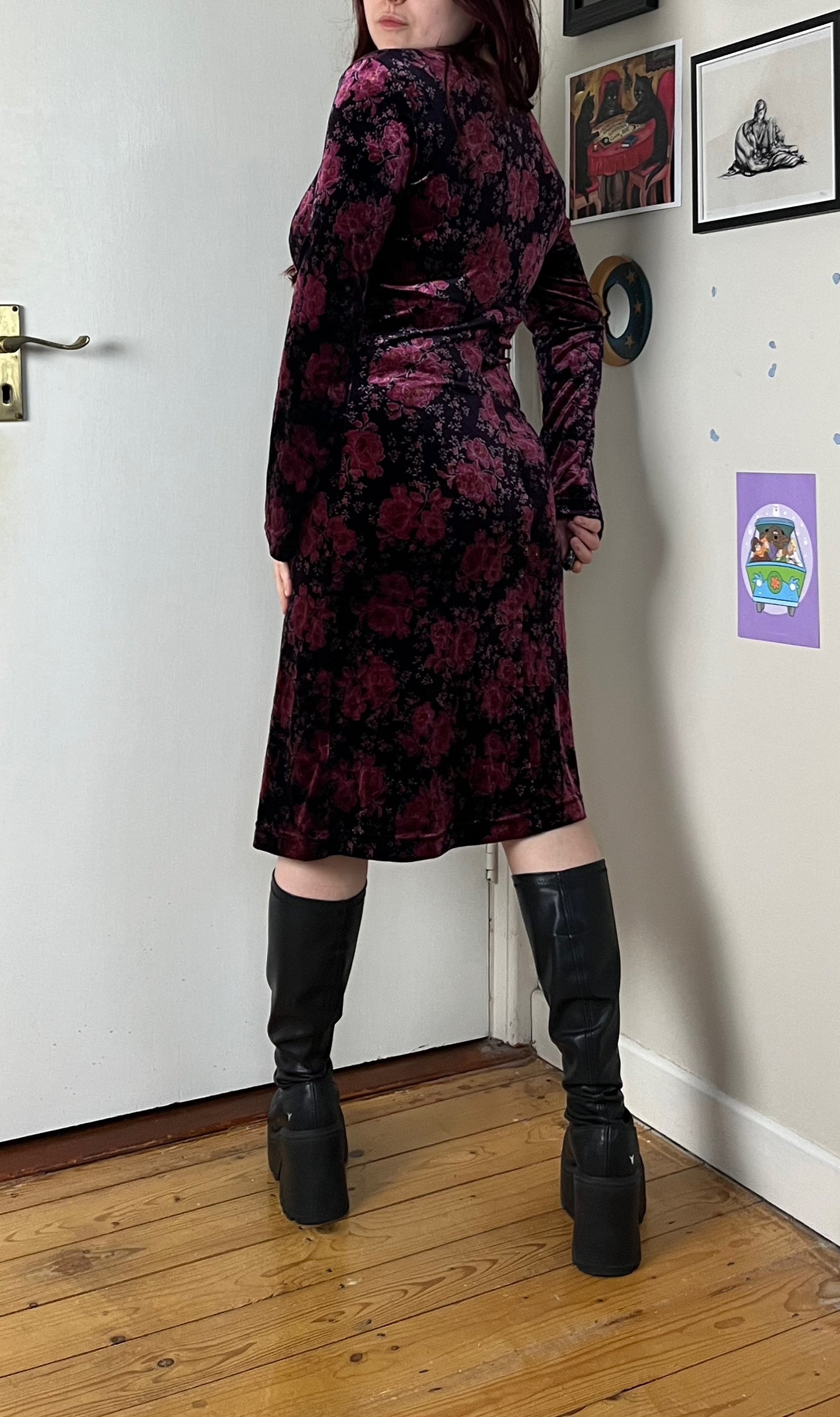 Floral Velvet Dress UK 12