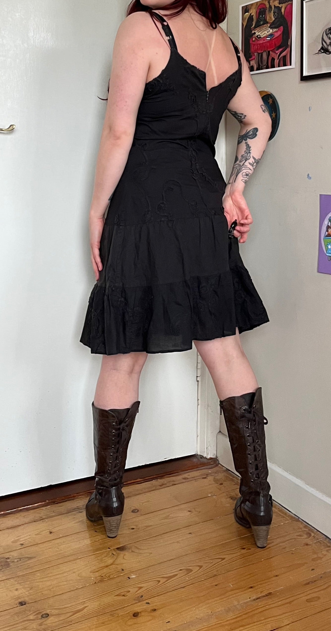 Black Cotton Dress UK 12