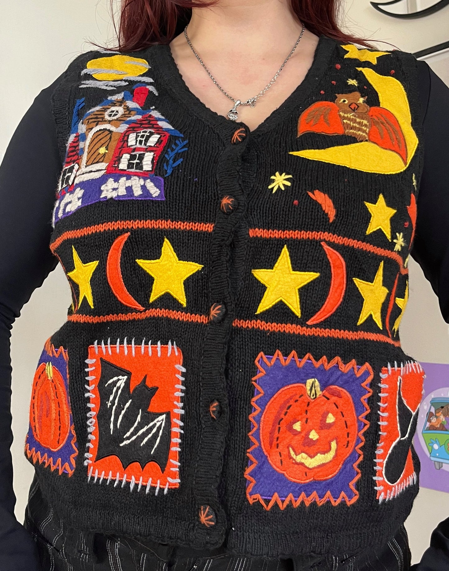 Salem 1990s Halloween Sweater Vest S/M