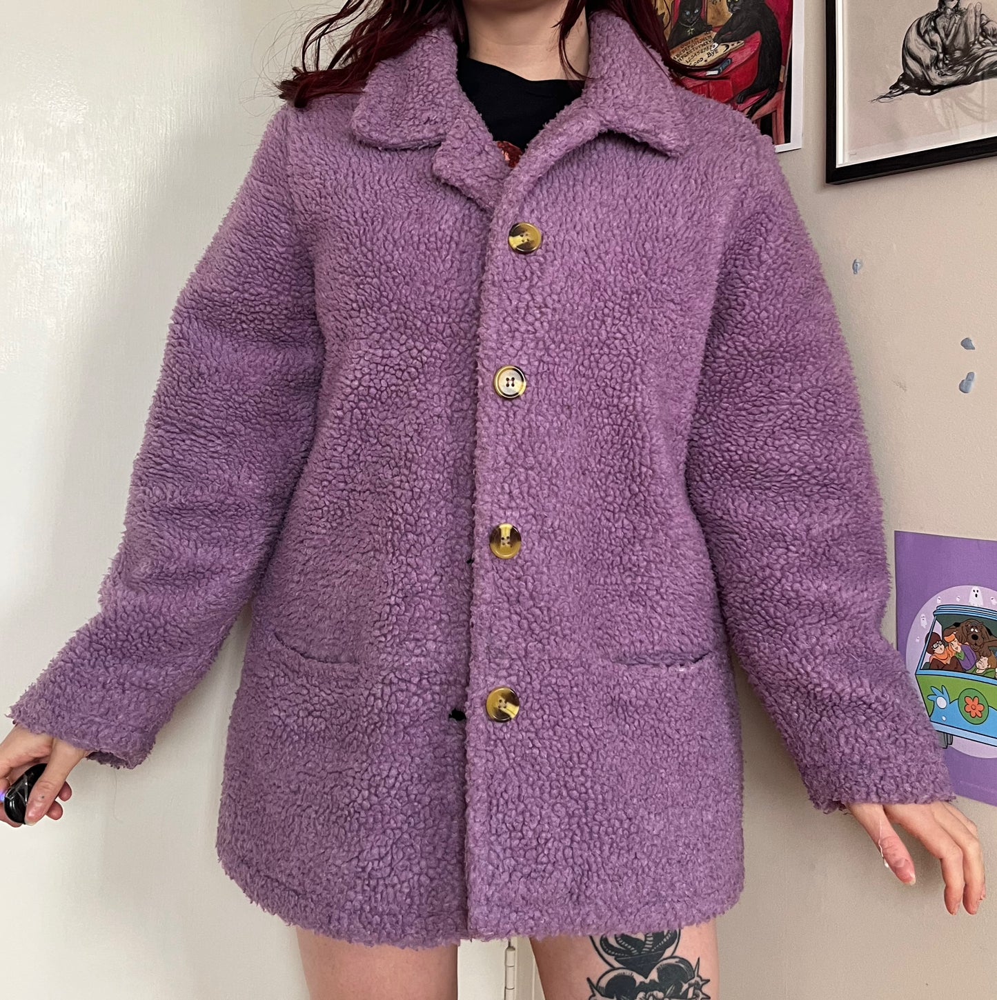 Purple Teddy Coat UK 14-16