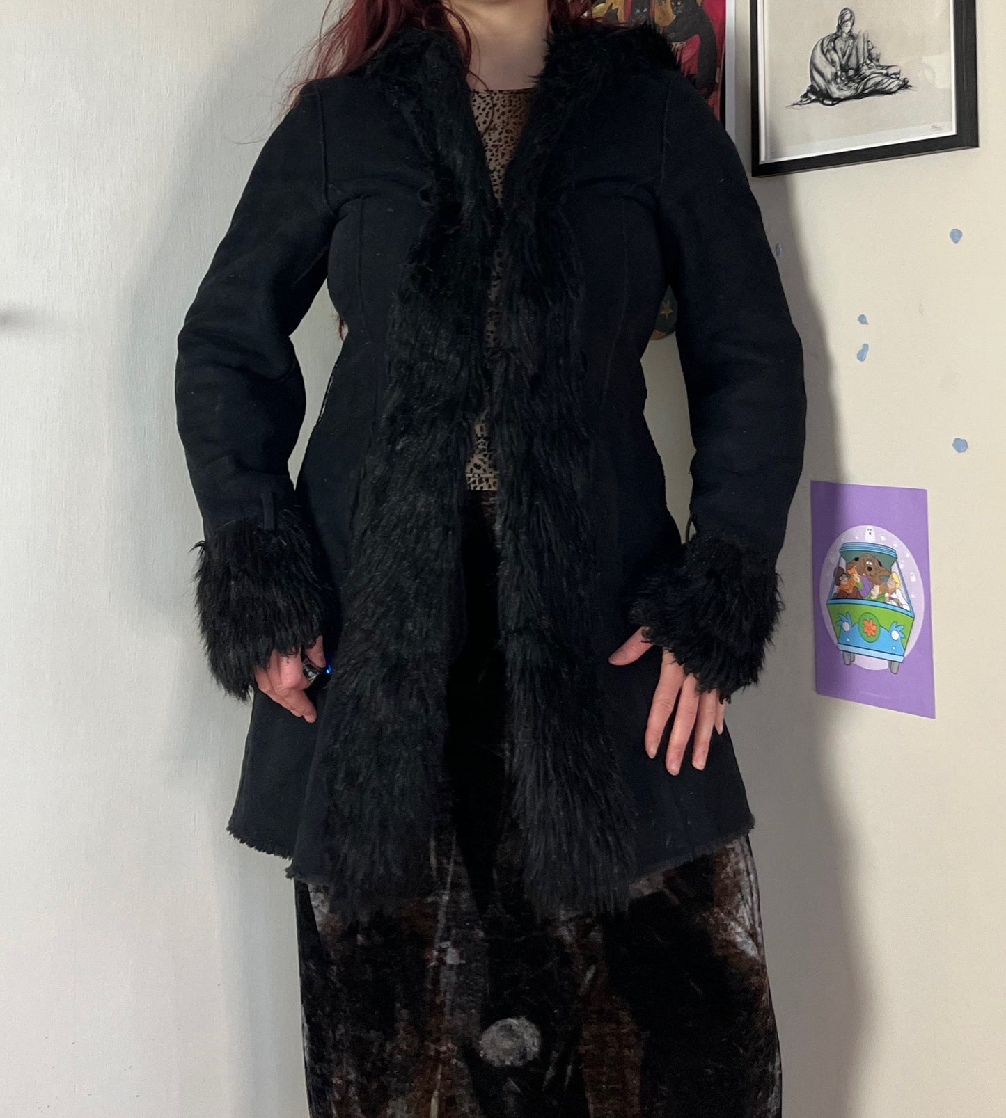 Armani Jeans Black Afghan Coat UK 10