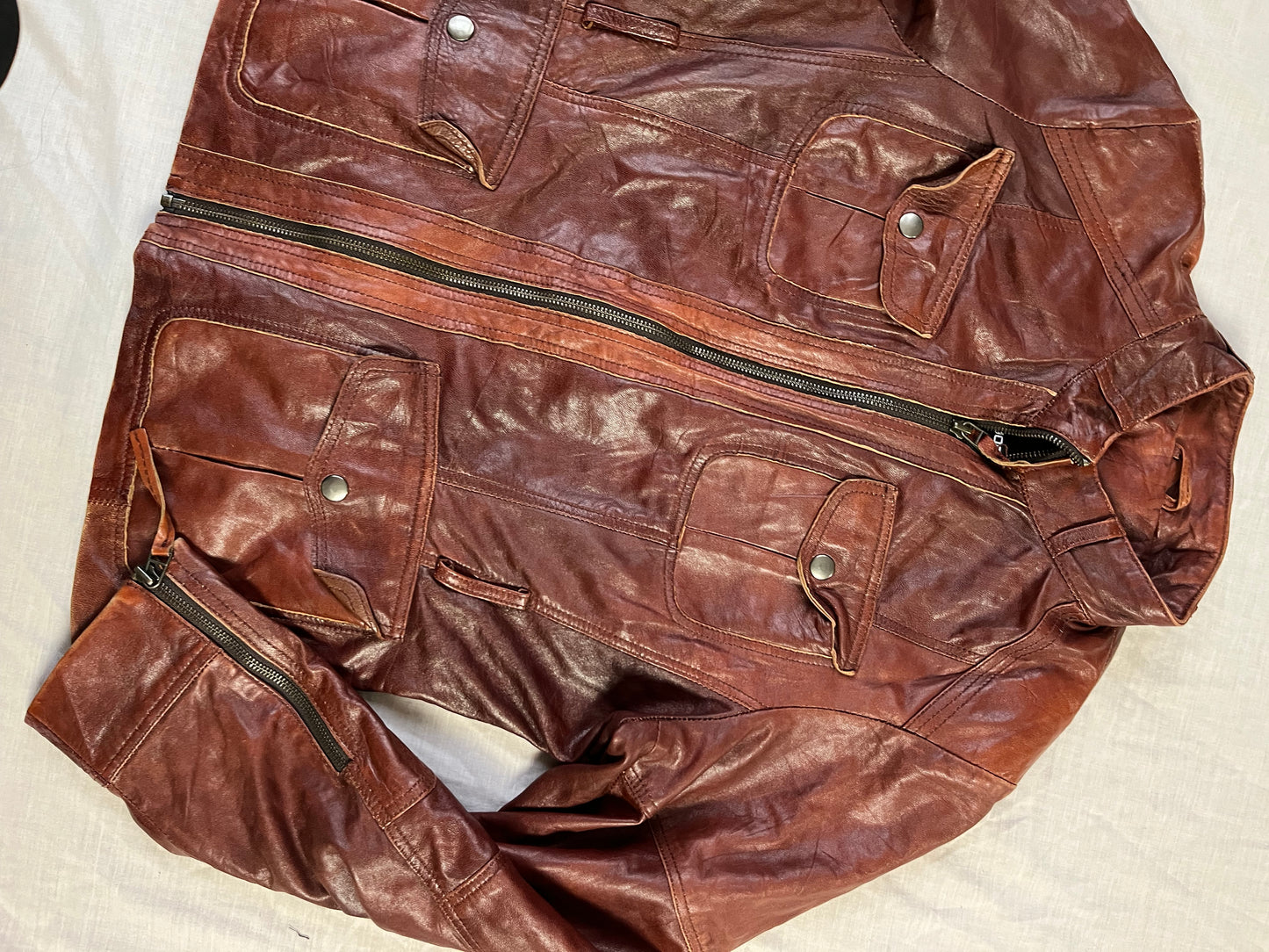 Oxblood Red Leather Jacket UK 12/14/M