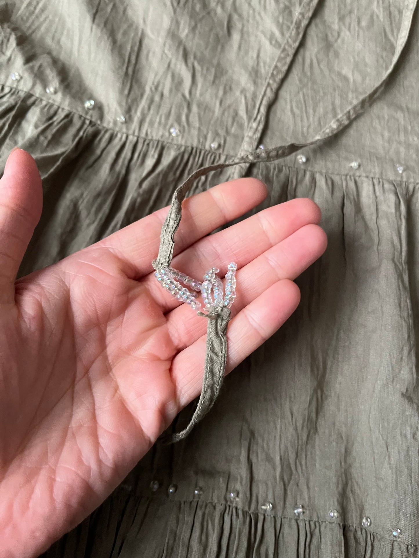 Khaki Green Tiered Skirt - UK 16