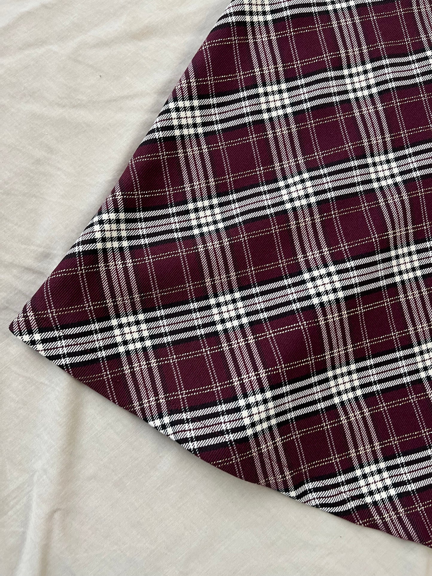 Burgundy Plaid Skirt UK 10