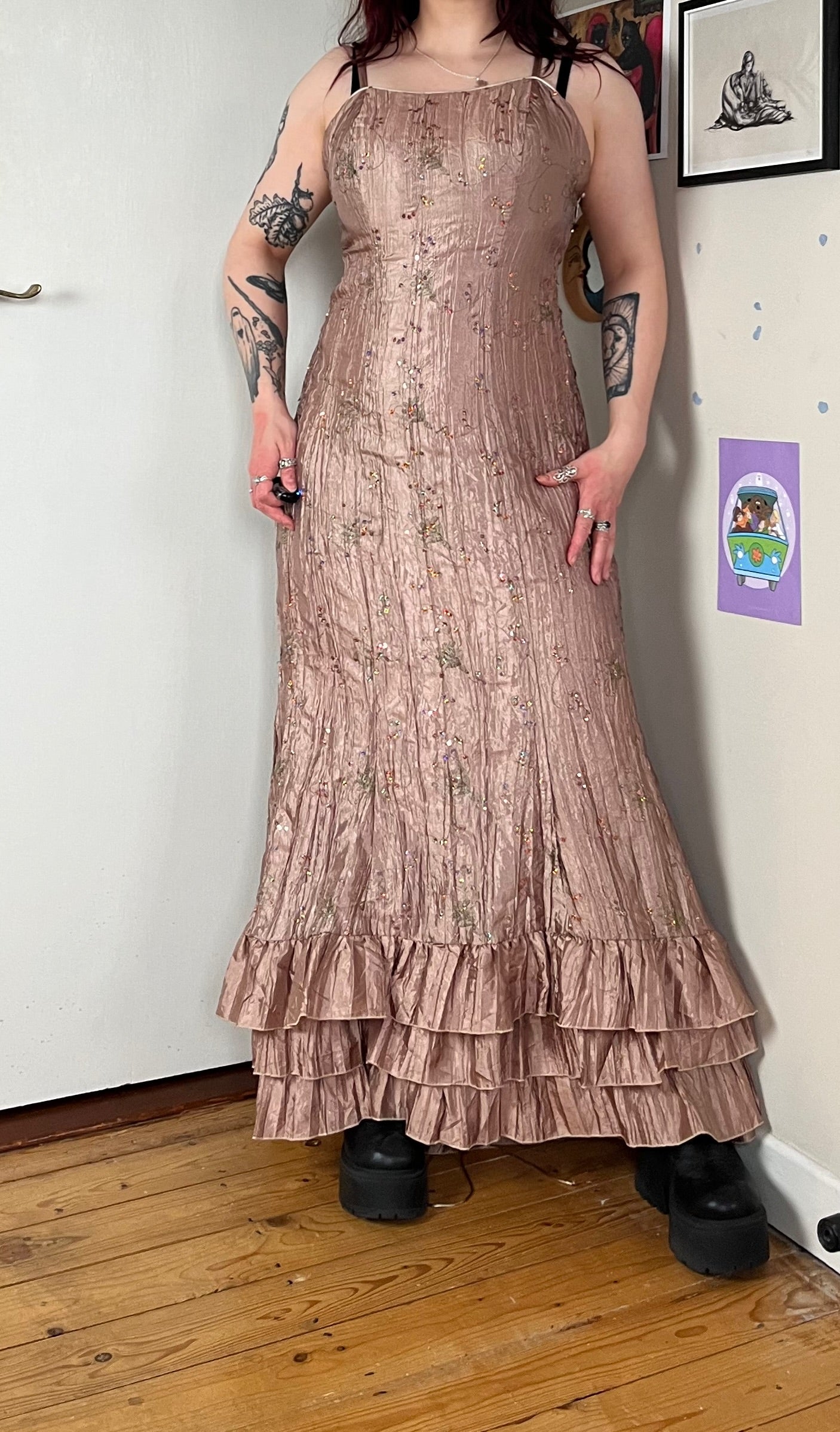 Gold Sequin Prom/Evening Dress - UK 10-12