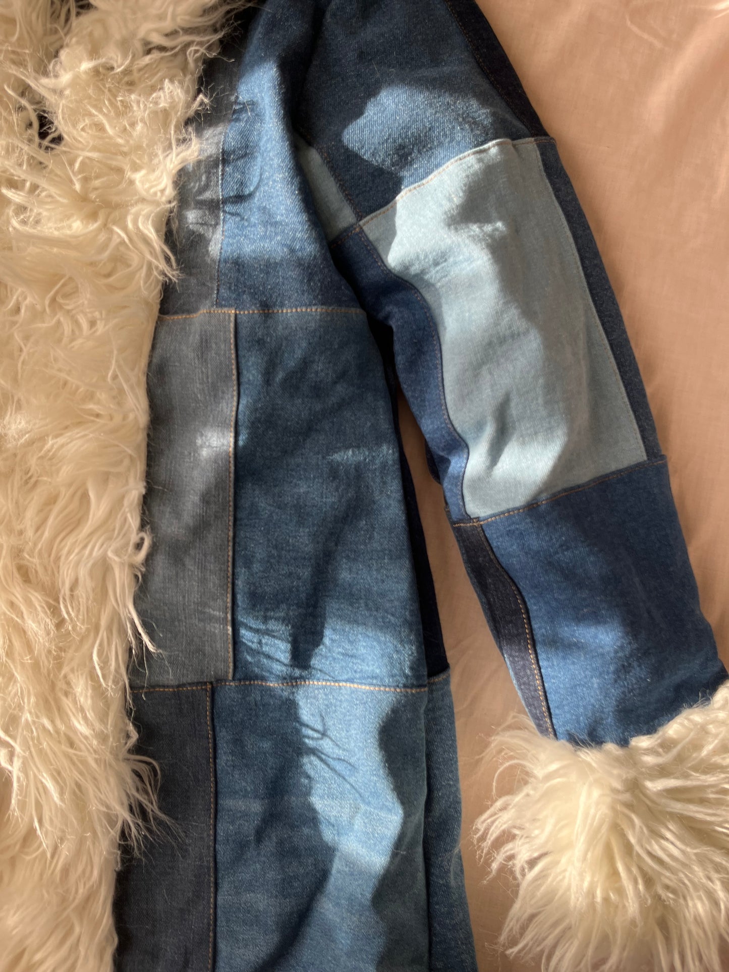 Recycled Denim Afghan Coat - Size S