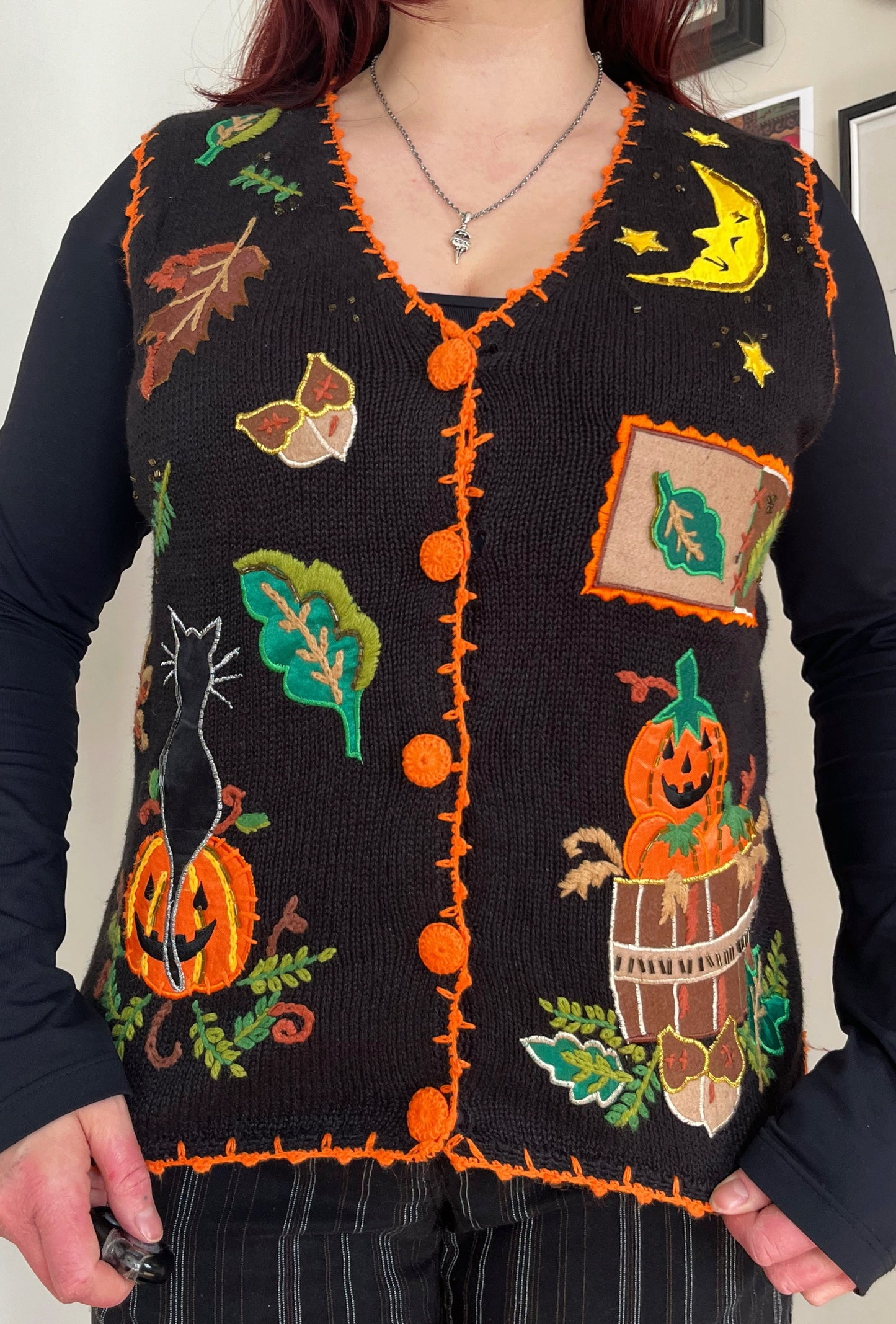 Happy Harvest 1990s Halloween Sweater Vest S (2)