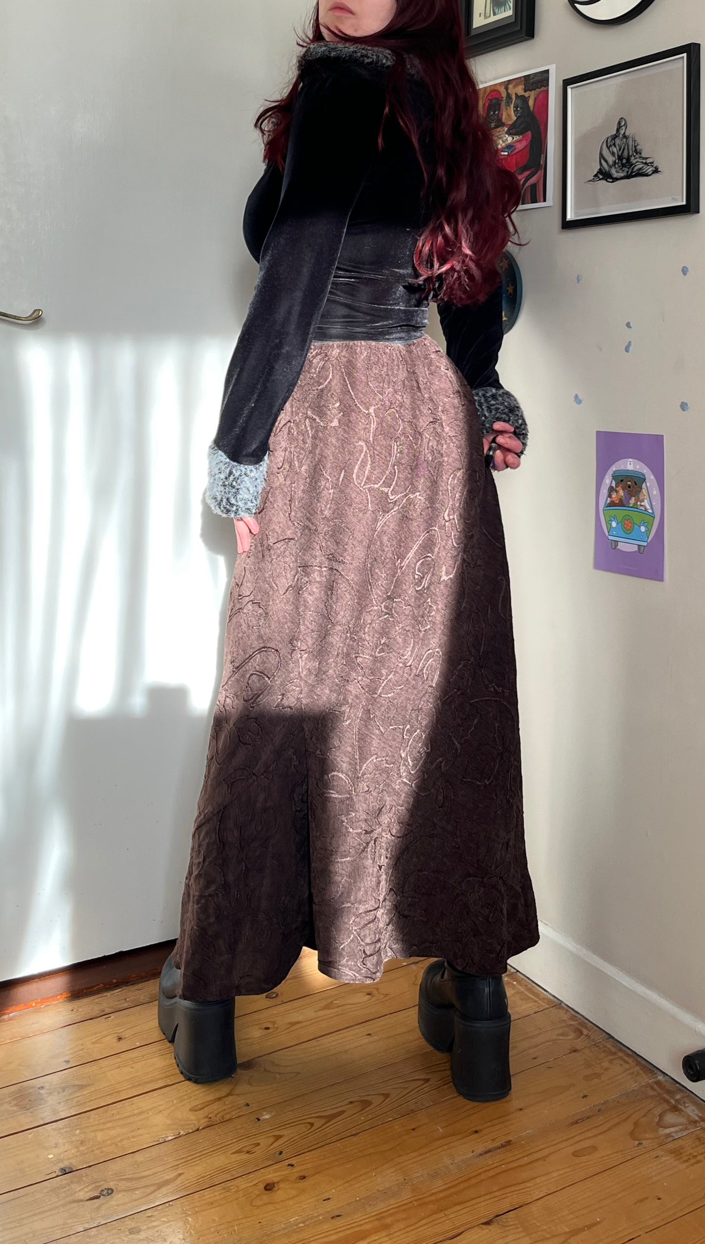 Brown Floral Maxi Skirt - UK 10-16