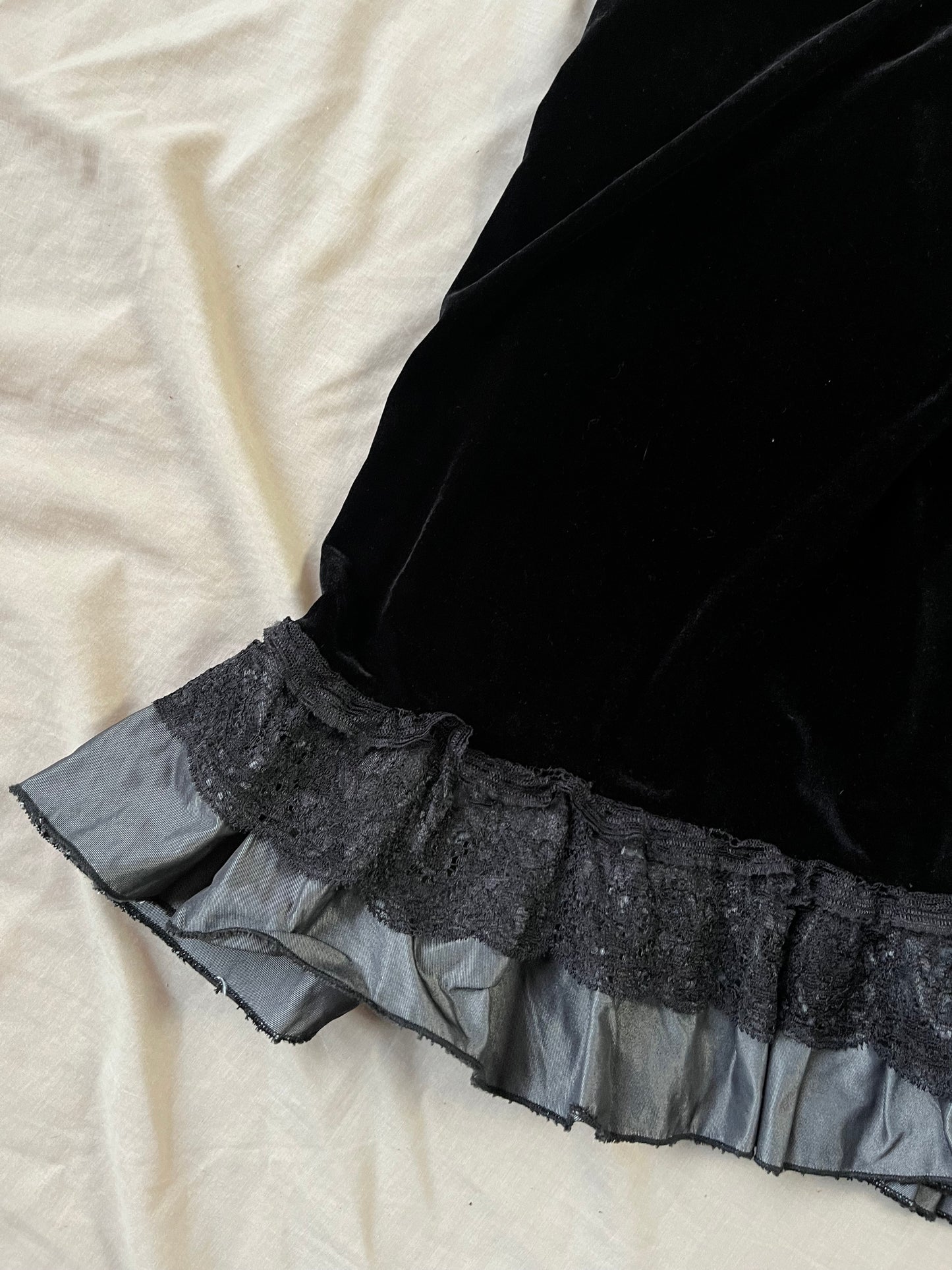 Black Velvet Midi Skirt UK 12