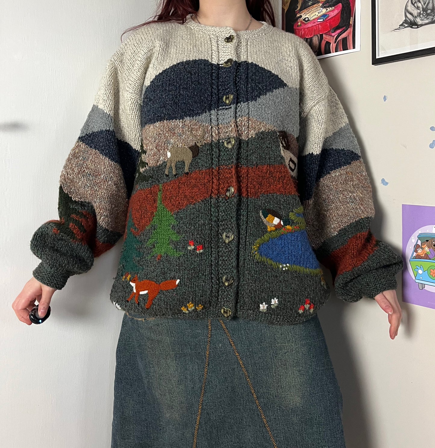 Nature Themed Cardigan XXL