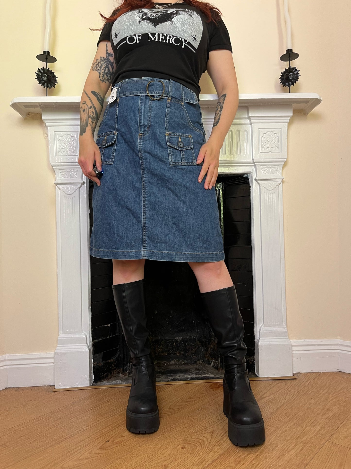 Denim Midi Skirt UK 12-14