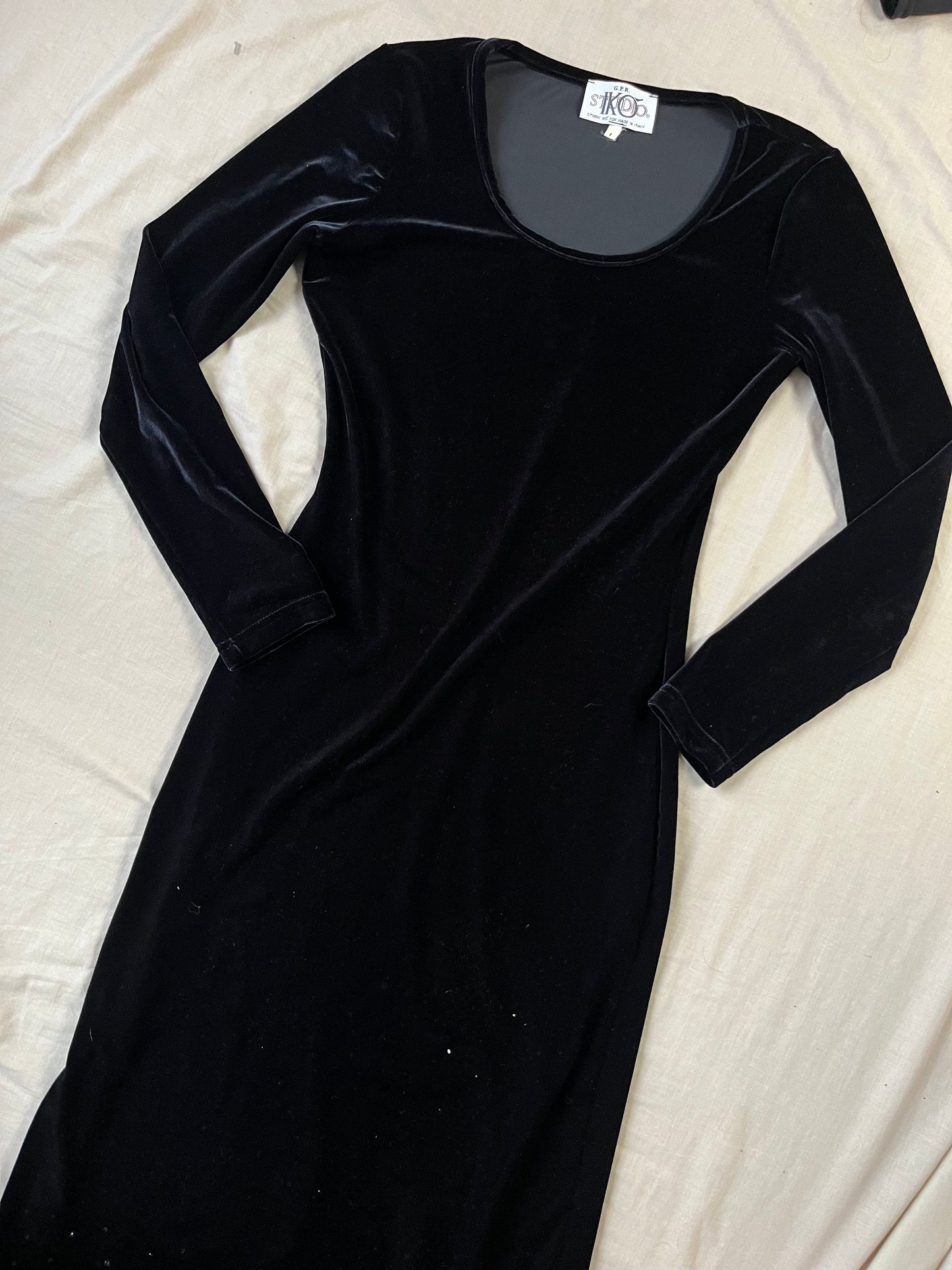 Glittery Black Velvet Dress UK 10-12