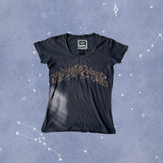 Y2K Harley Davidson Baby Tee UK 8-10