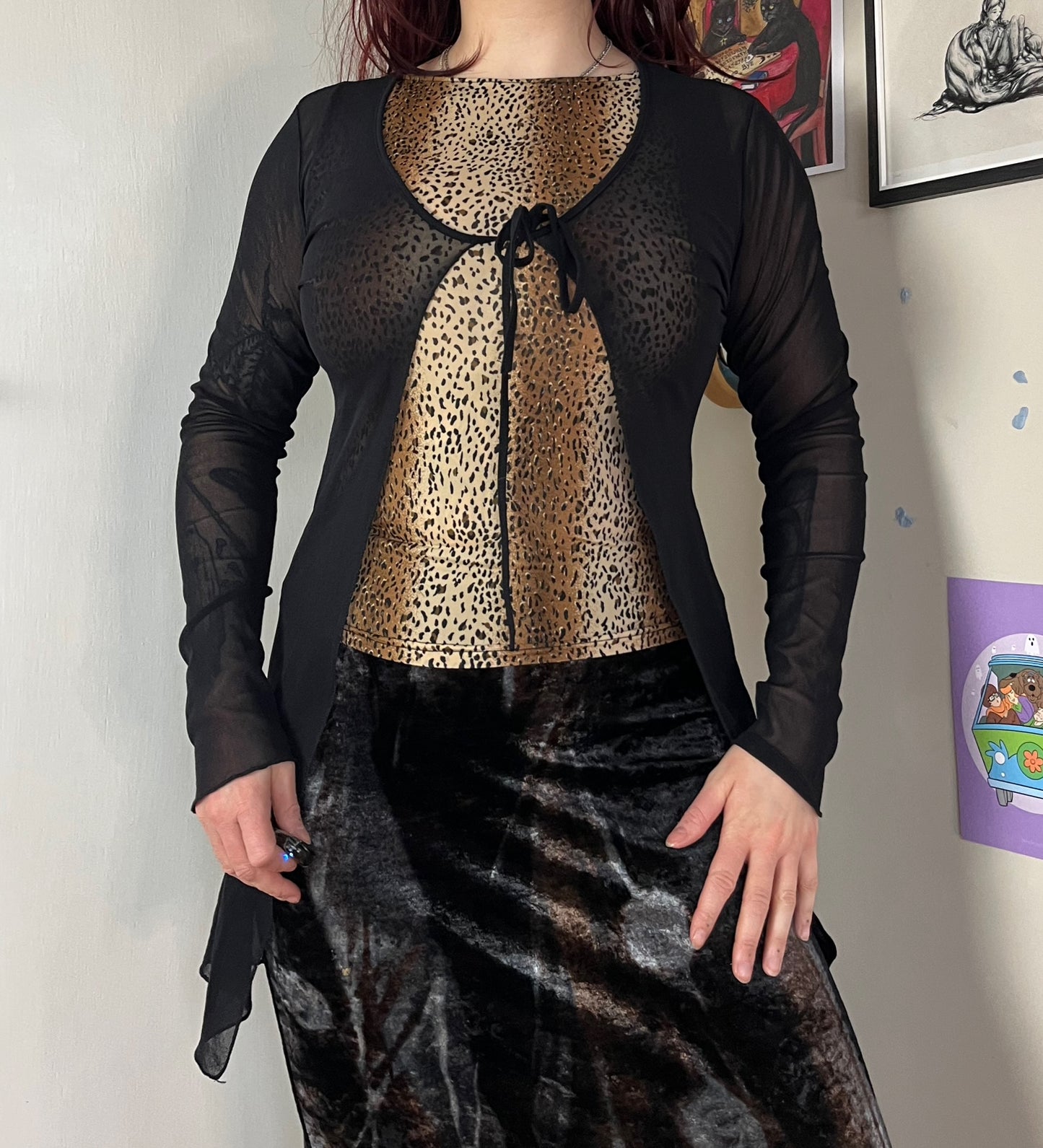Tie Front Mesh Cardigan UK 6-10