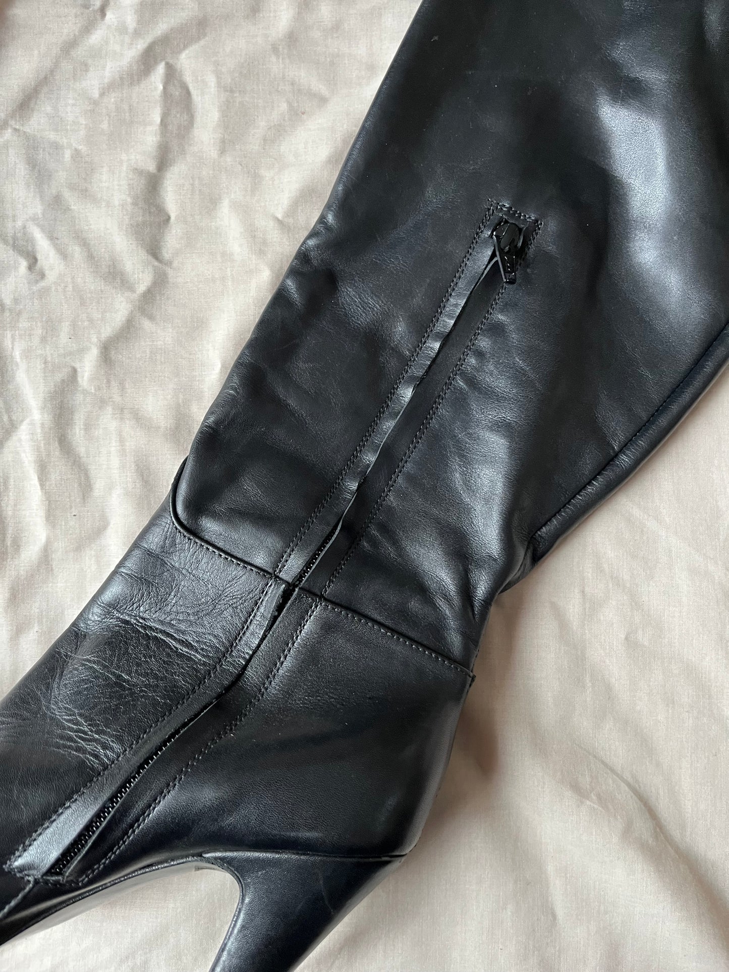 1990s Black Leather Boots UK 4/ EU 37