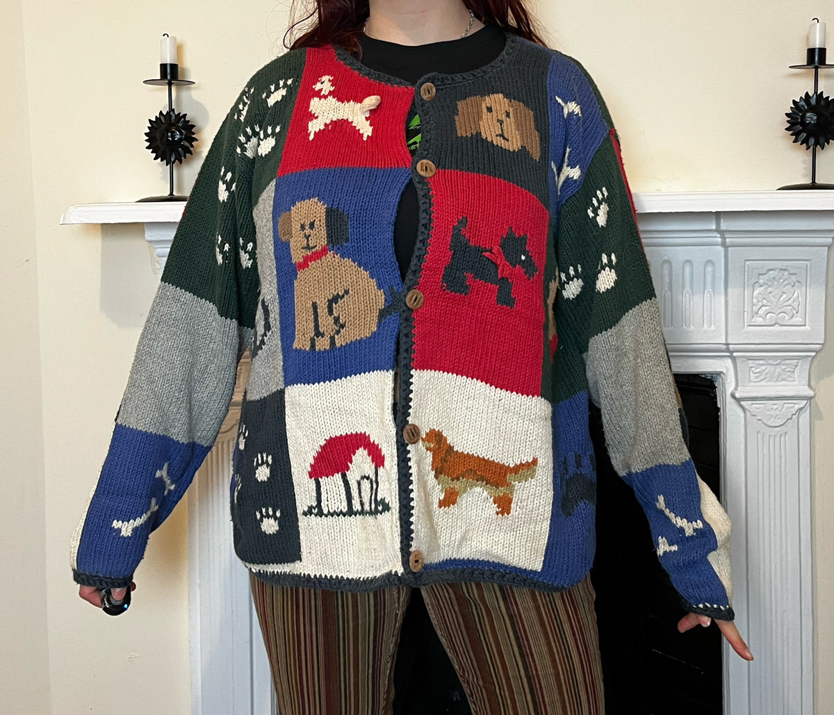 Patchwork Dog Cardigan L