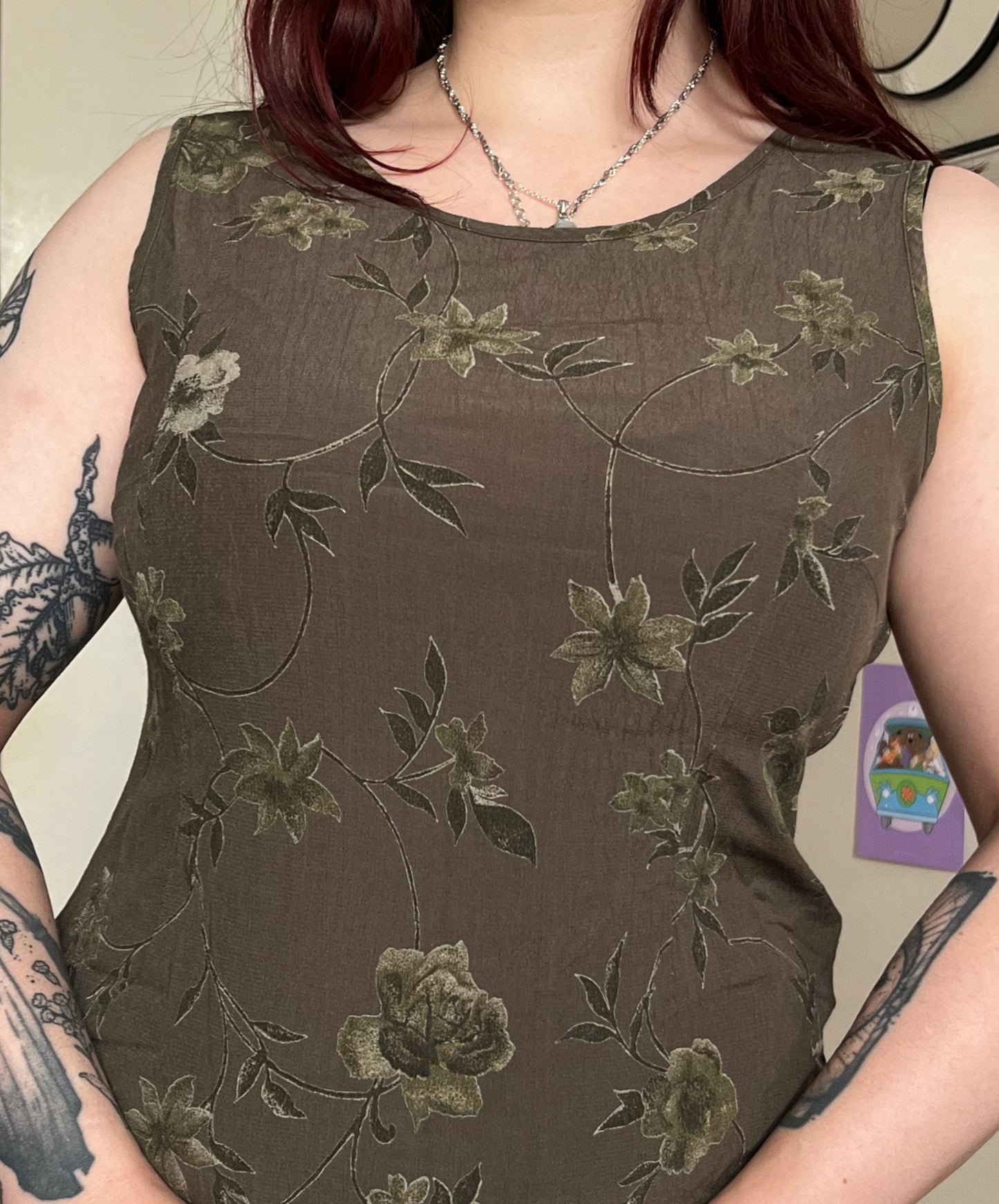 Green Floral Dress UK 12