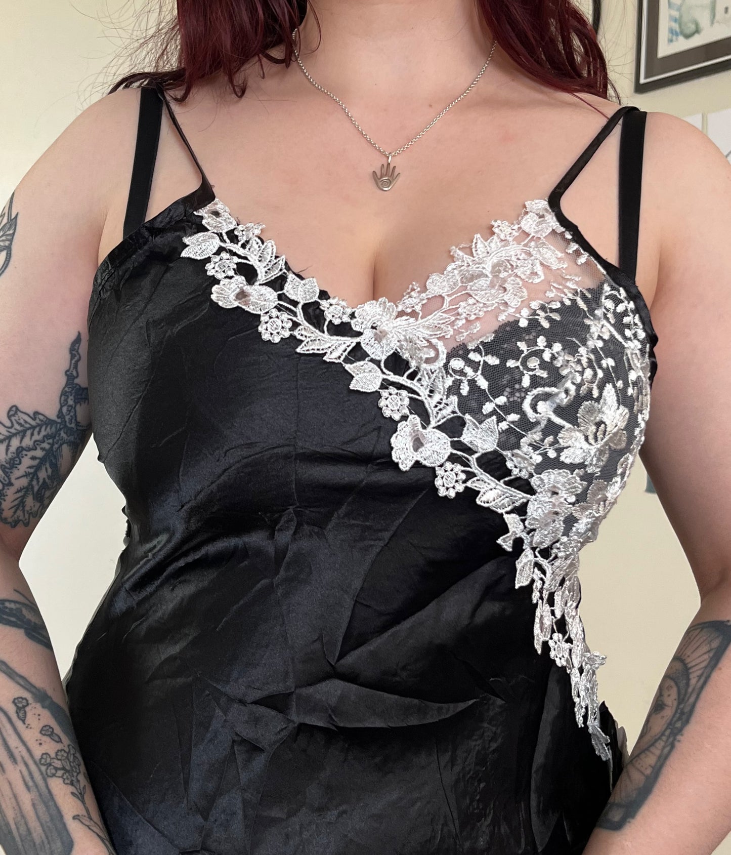 Black Lace Slip Dress - UK 10