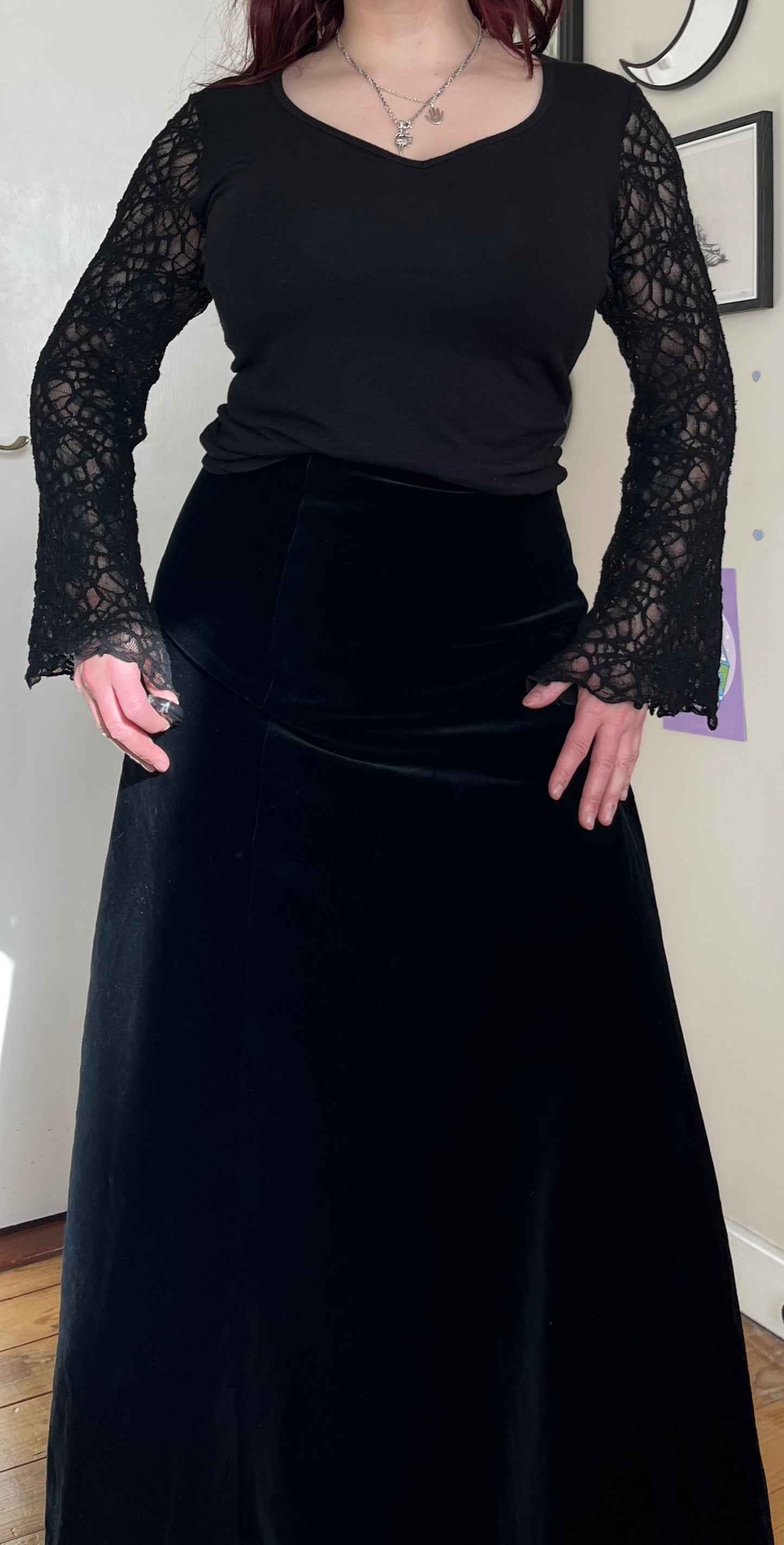 Black Velvet Skirt UK 8