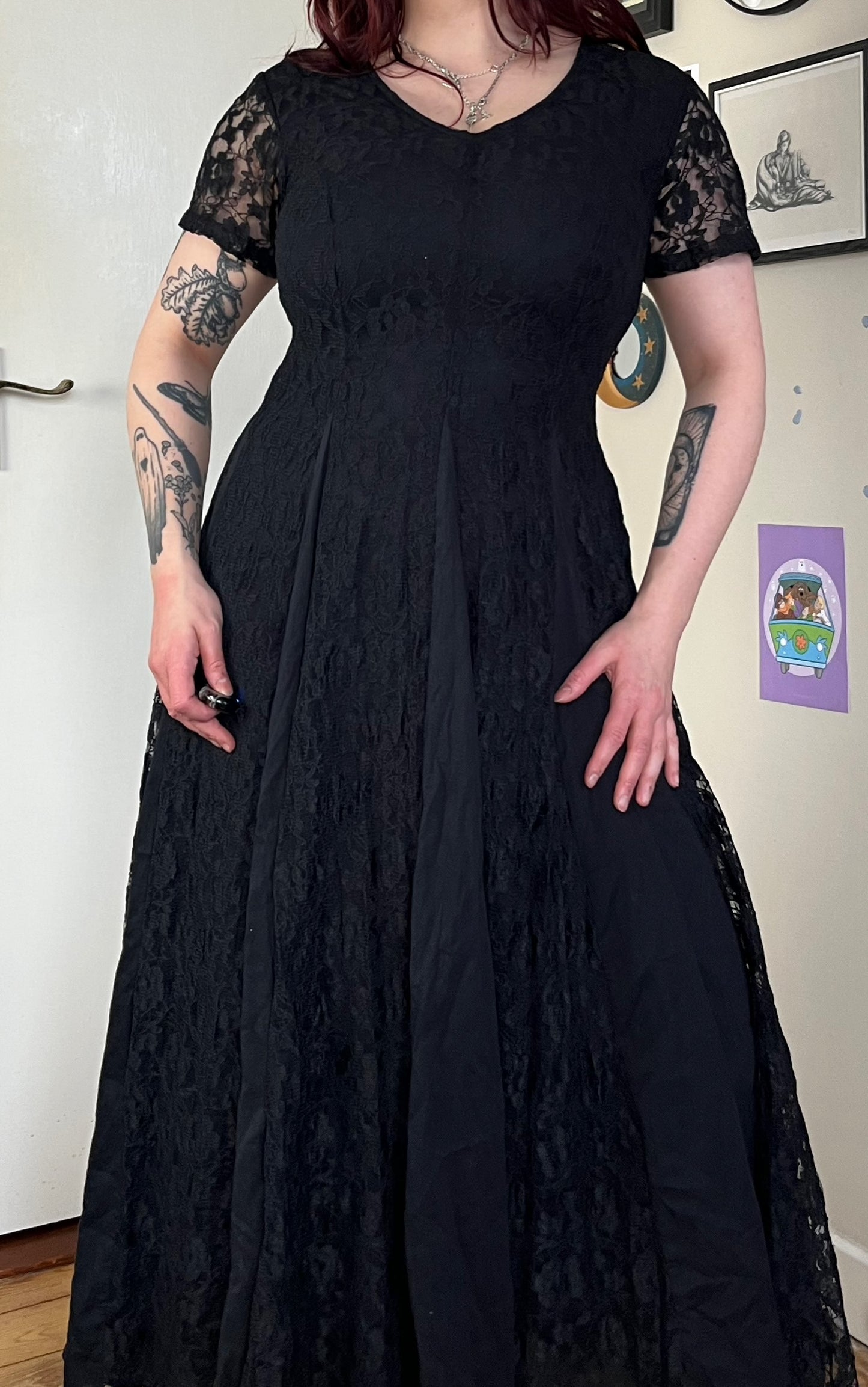 Black Lace Dress UK 12