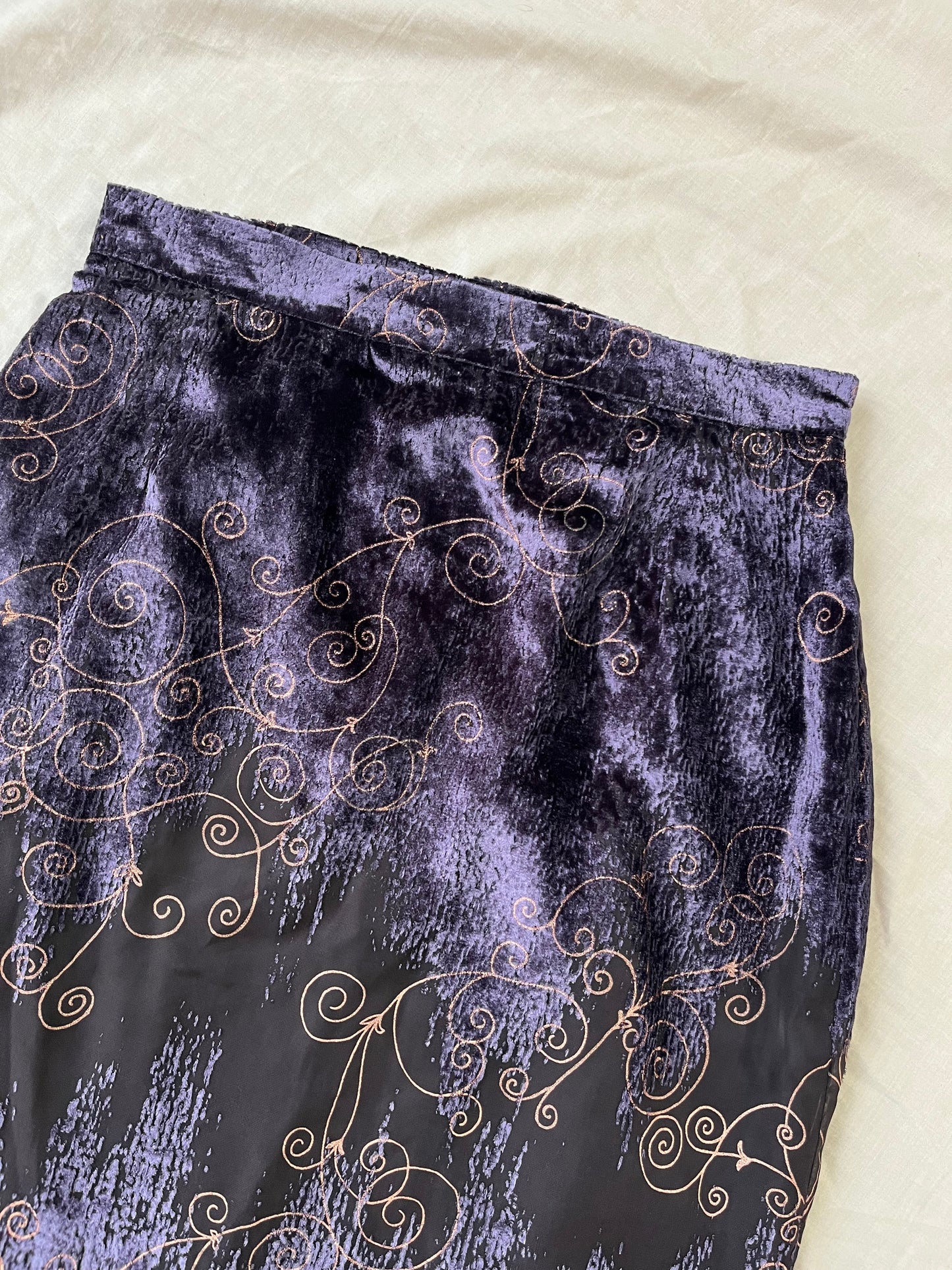Purple Velvet Mini Skirt UK 8-10