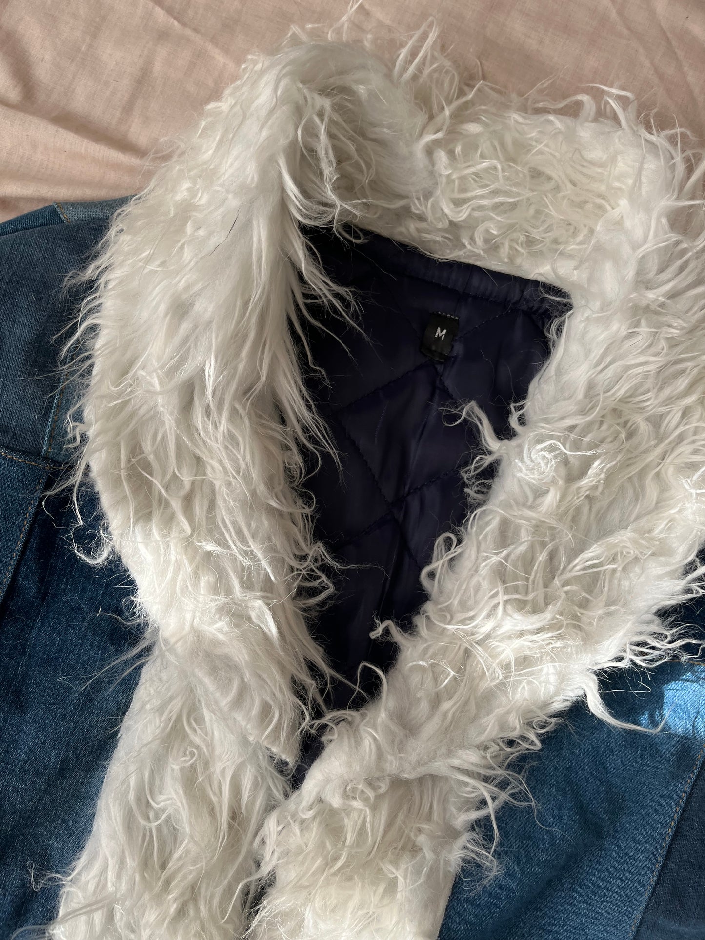 Recycled Denim Afghan Coat - Size M